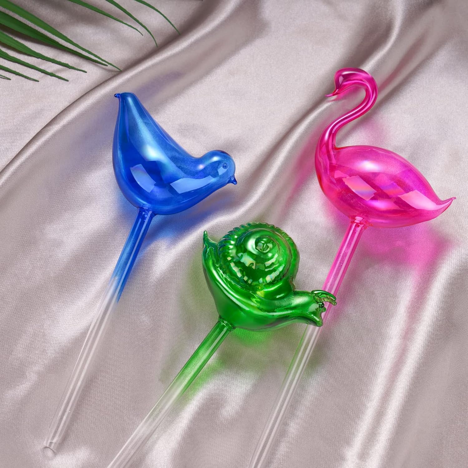 NiHome Spike Self-Watering Bulb 3PCS 10" Iridescent Pearl | Hand-Blown Glass Globe Pot Plant Waterer Home Indoor