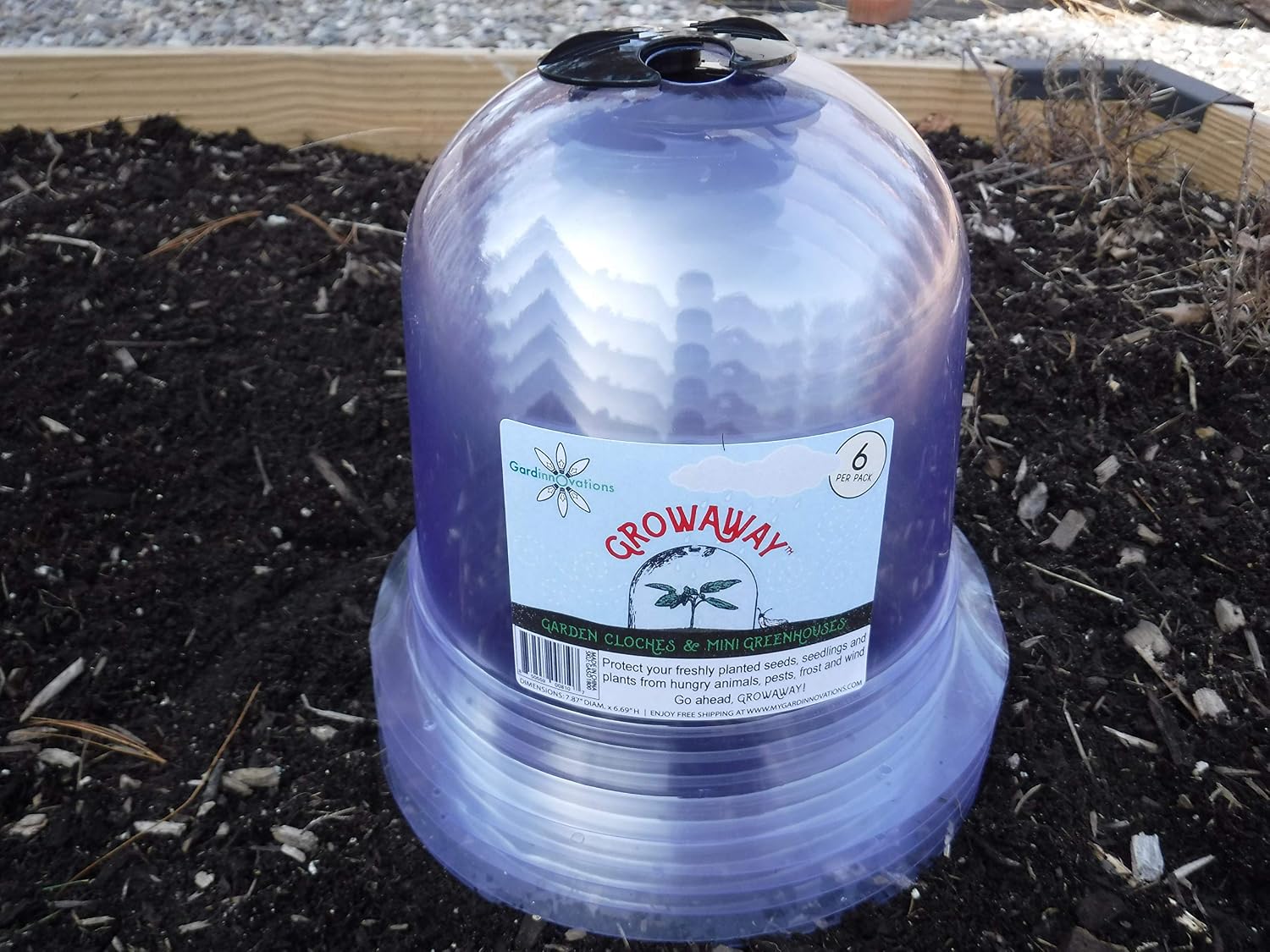 6-Pack! GrowAway Small Reusable Plastic Mini Greenhouse, Garden Cloche Dome, Plant Covers Frost Guard Freeze Protection
