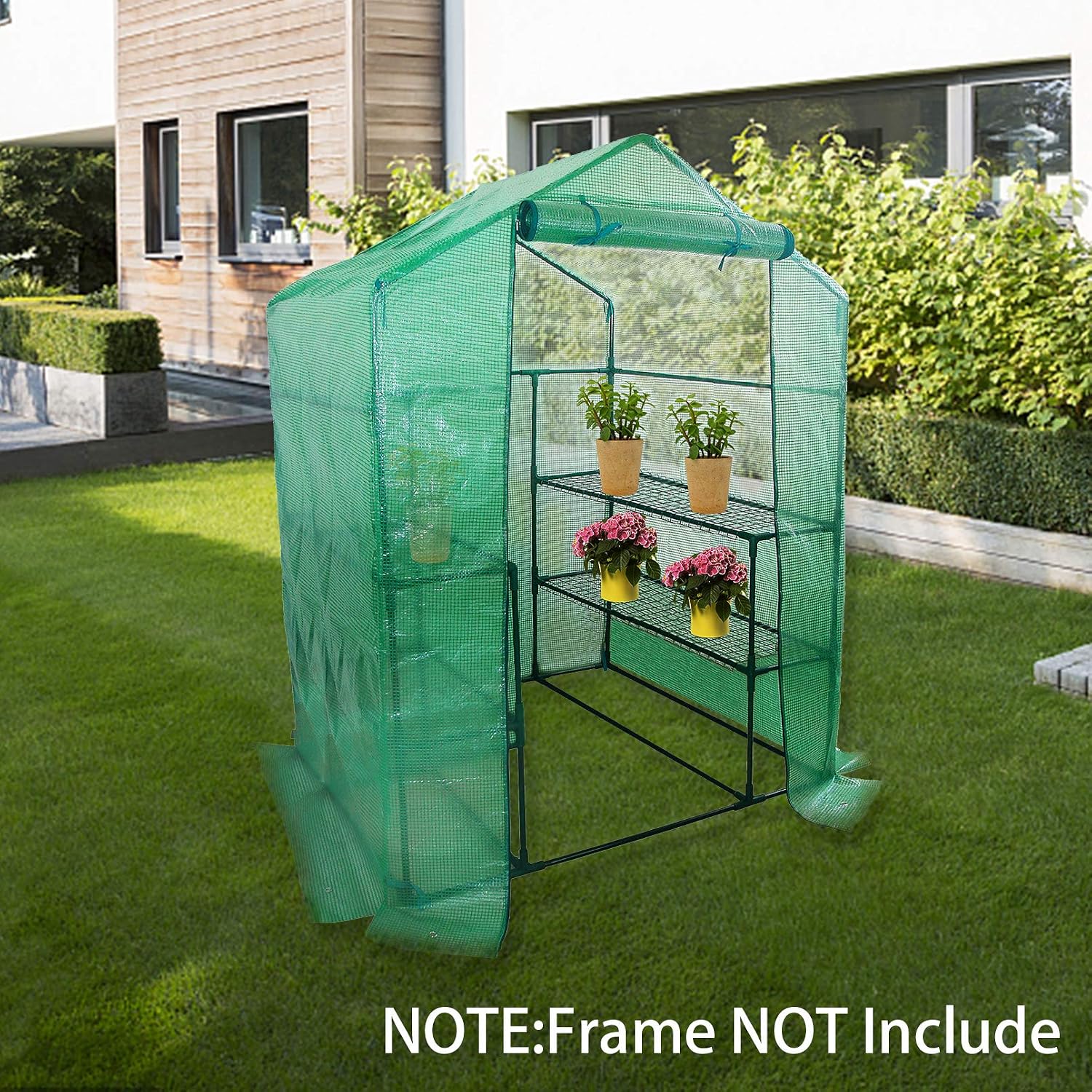 Walk in Greenhouse Replacement Cover for Plant-56"x56"x76" Clear PE | Roll-Up & Zipper Door Design, Plant Greenhouse