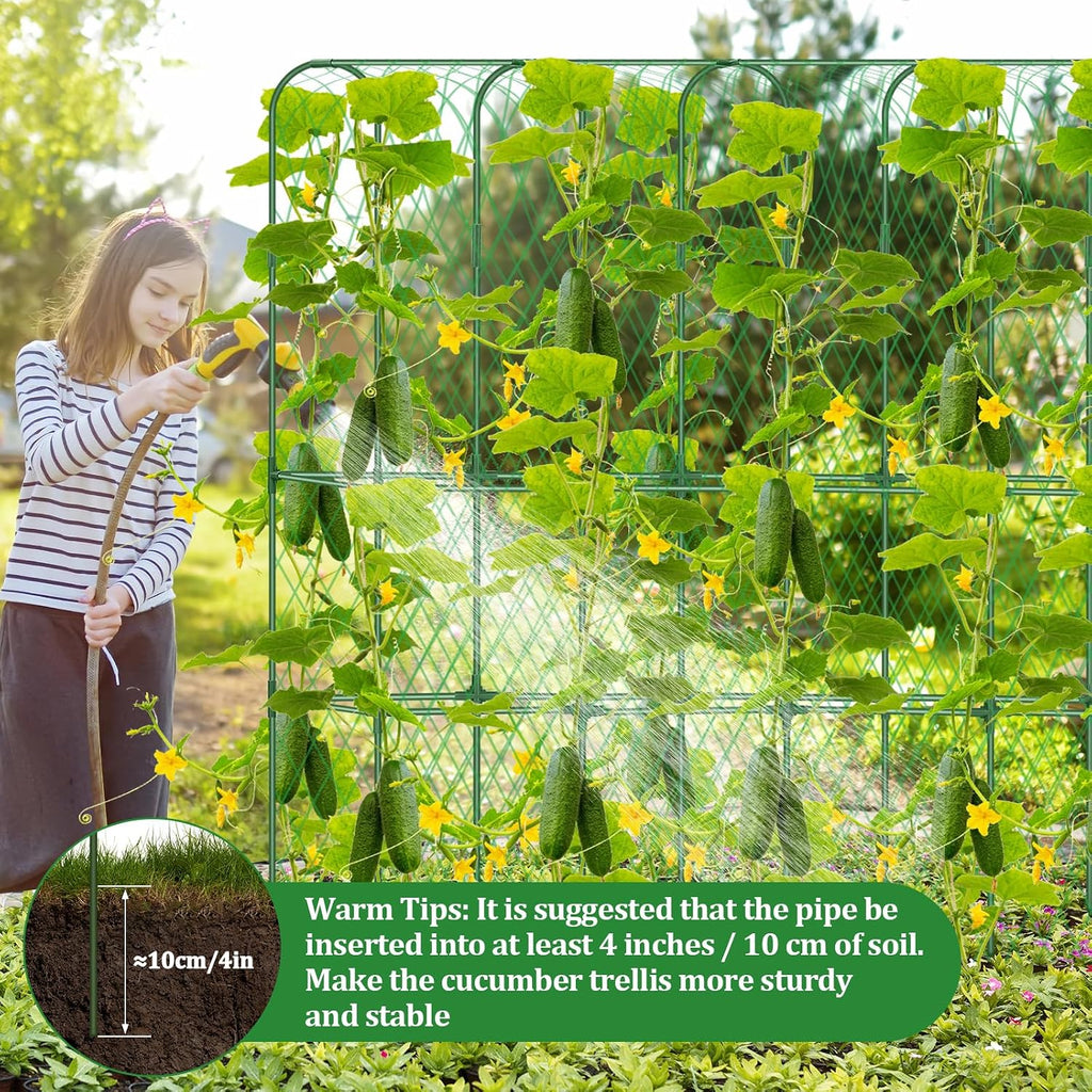 Cucumber Trellis for Raised Bed 5.4x5.5ft U-Shape Adjust Metal Garden Trellis for Climbing Plants Outdoor with Climbing