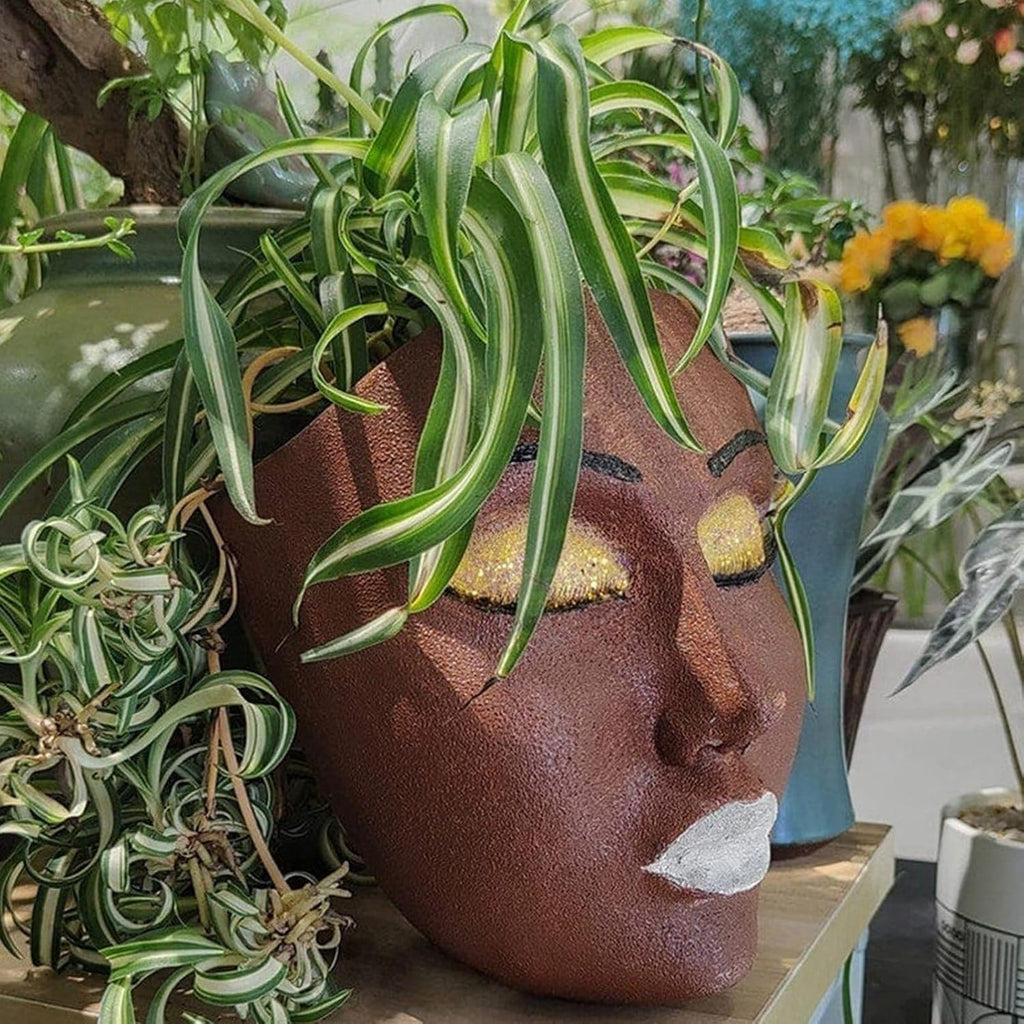 Yosoo Human Face Planter Pot, Resin Wall Hanging Flower Pot, Creative Decoration for Home and Garden (2)