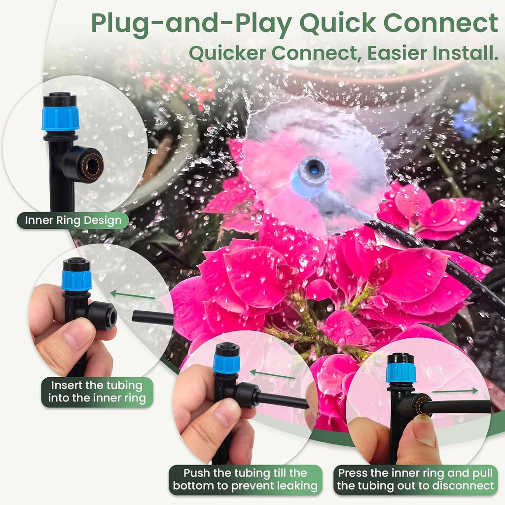 240FT Drip Irrigation System Kits, Quick-Connect Garden Watering System for Raised Bed, Potted Plants, Lawn, Greenhouse