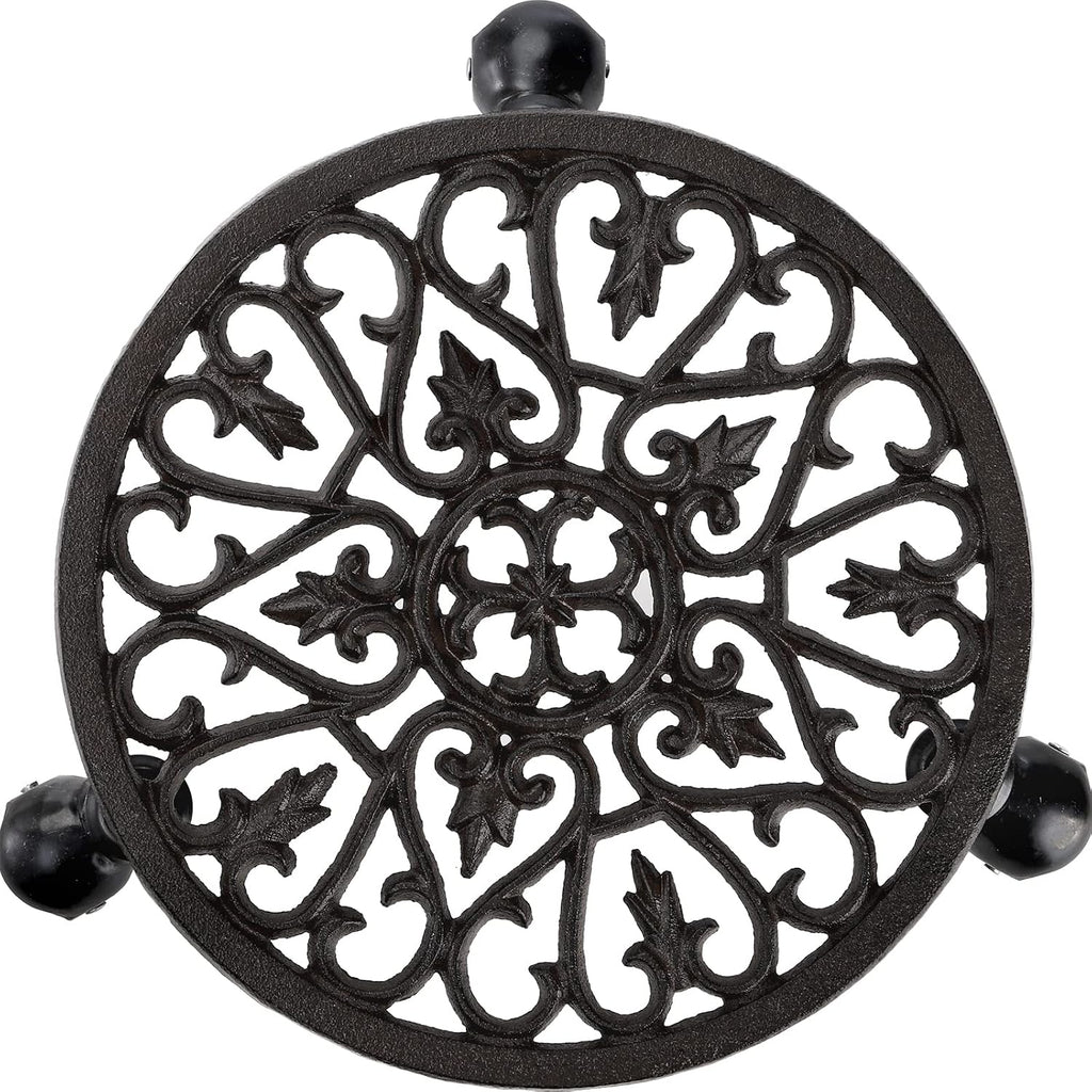 Fasmov Plant Caddy Cast Iron Plant Stand Plant Pallet Caddy Plant Pot with Heavy Duty Wheels Indoor Outdoor Planter