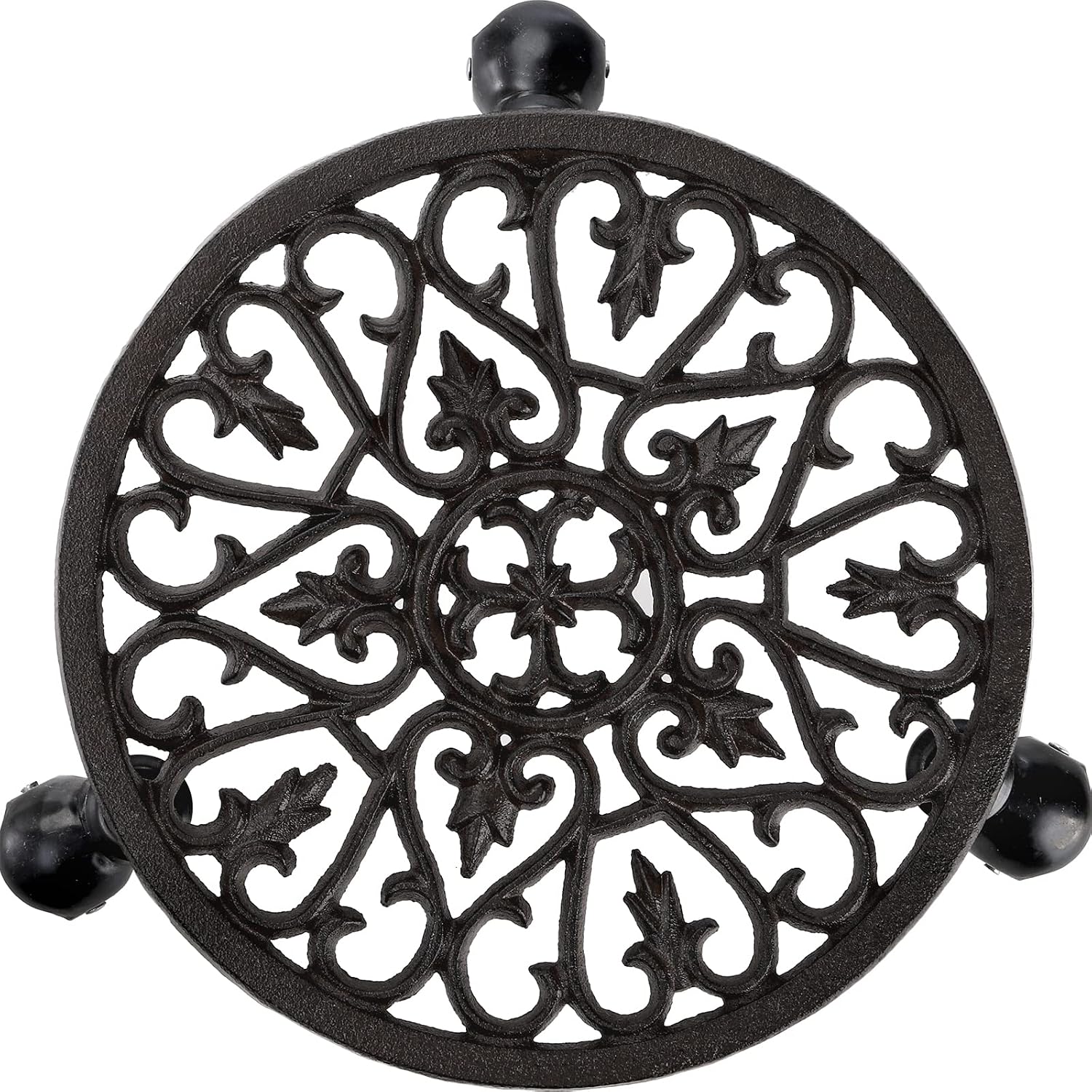 Fasmov Plant Caddy Cast Iron Plant Stand Plant Pallet Caddy Plant Pot with Heavy Duty Wheels Indoor Outdoor Planter