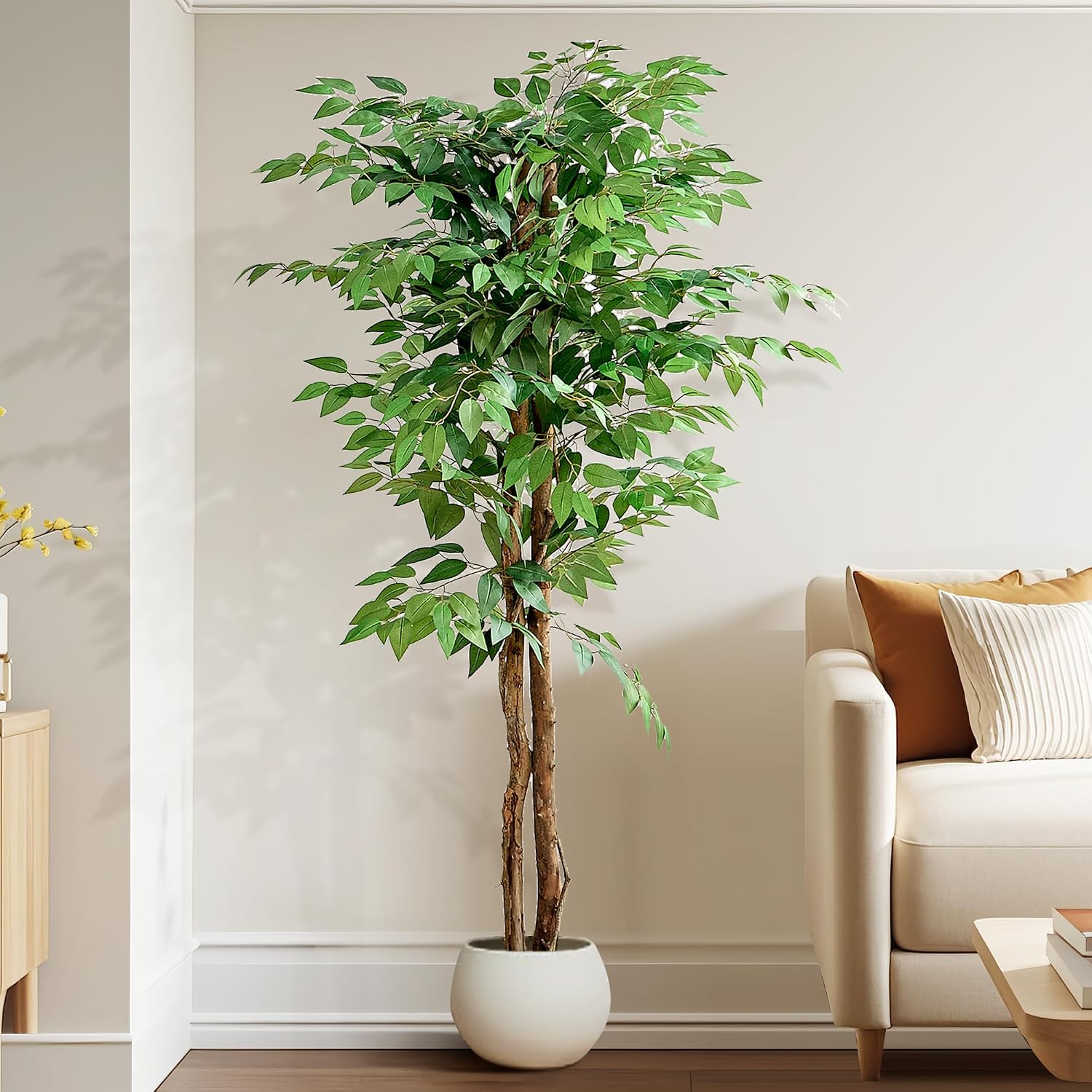 VECELO Artificial Ficus Tree with Sturdy Nursery Pot, 5FT Faux Silk Plant for Indoor Outdoor Home Garden Decor, 1 Pack