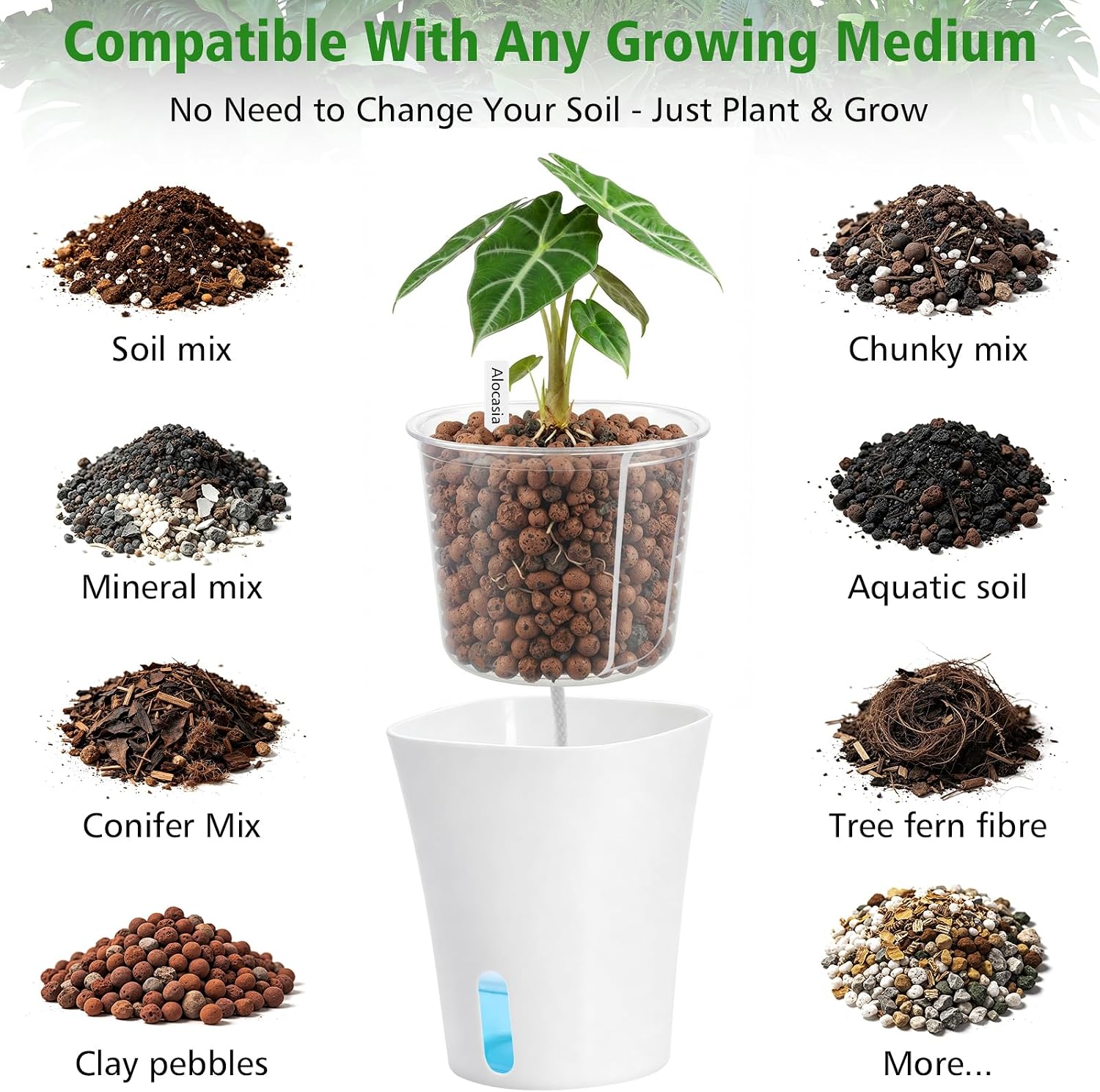 4 Inch Self Watering Pots for Indoor Plants, 10 Pack Clear Nursery Pots with Drainage & Water Level Indicator, Plant
