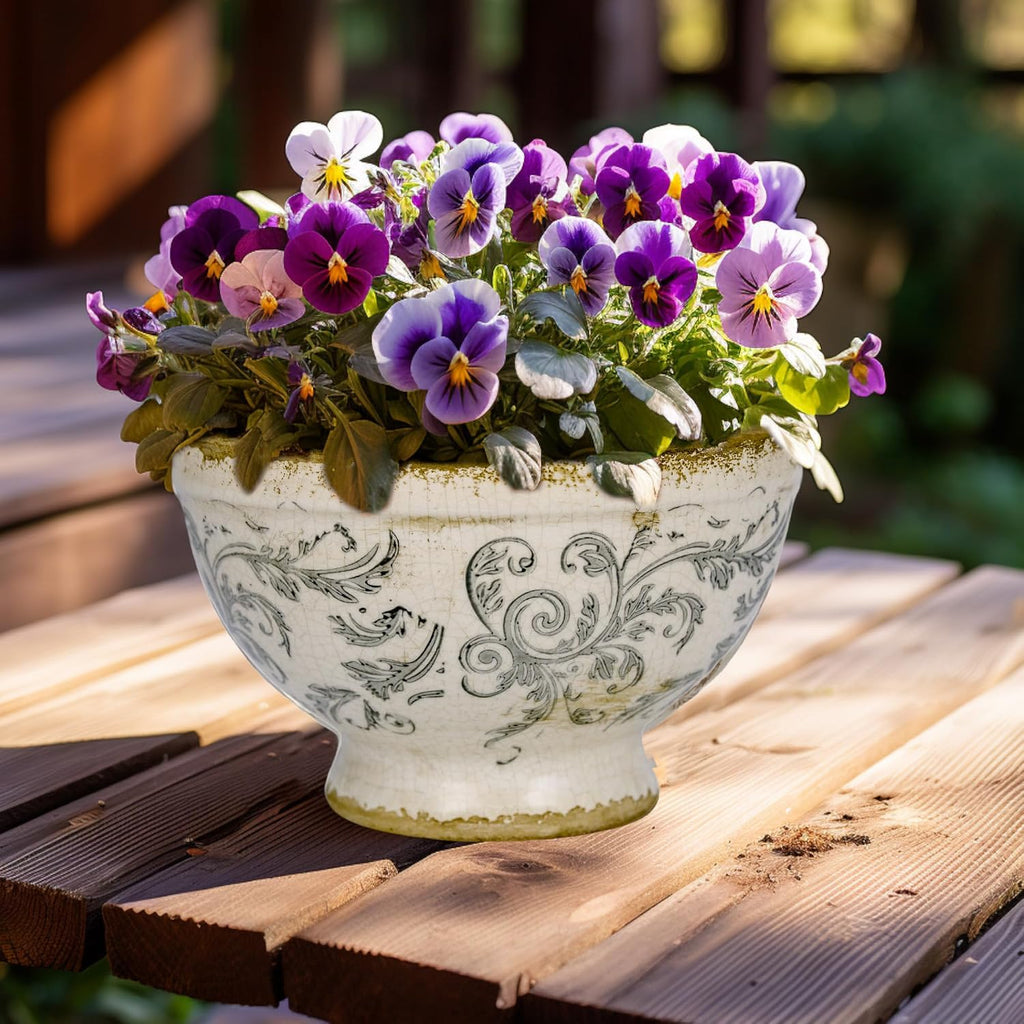 Dosayes Vintage Ice Crackle Grazd Ceramic Flower Pot with Drainage Holes, 4.33 Inch Rustic Planter for Indoor Plants