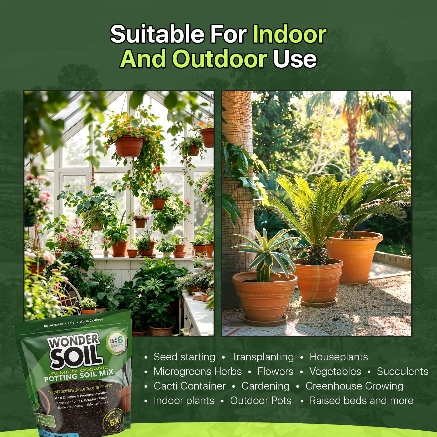 Organic Potting Soil | 12 QUARTS of Ready to Plant Coco Coir Fully Loaded with Nutrients | 3 LBS Bag Expands to 12