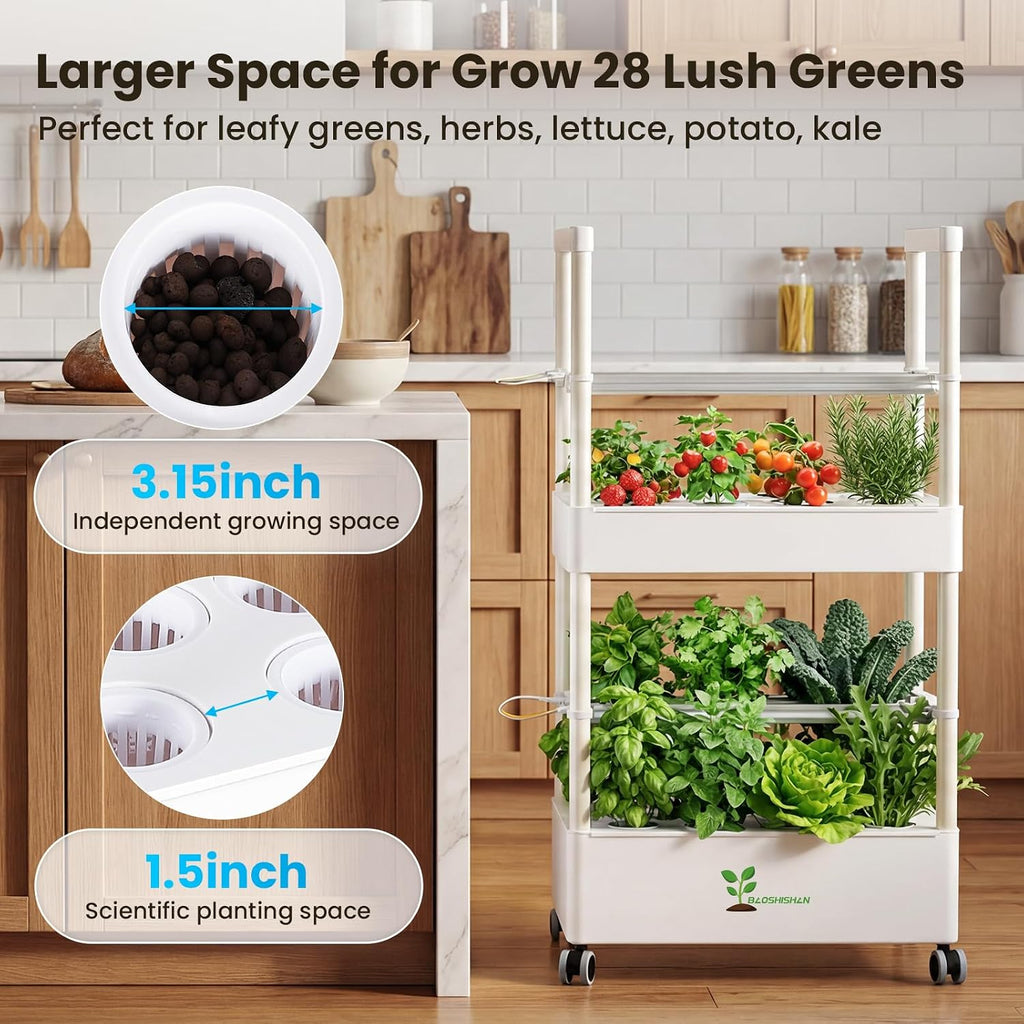 Indoor Hydroponics Growing System with Grow Light & APP Control | 28 Pods Lettuce Growing System with 28L Large Water