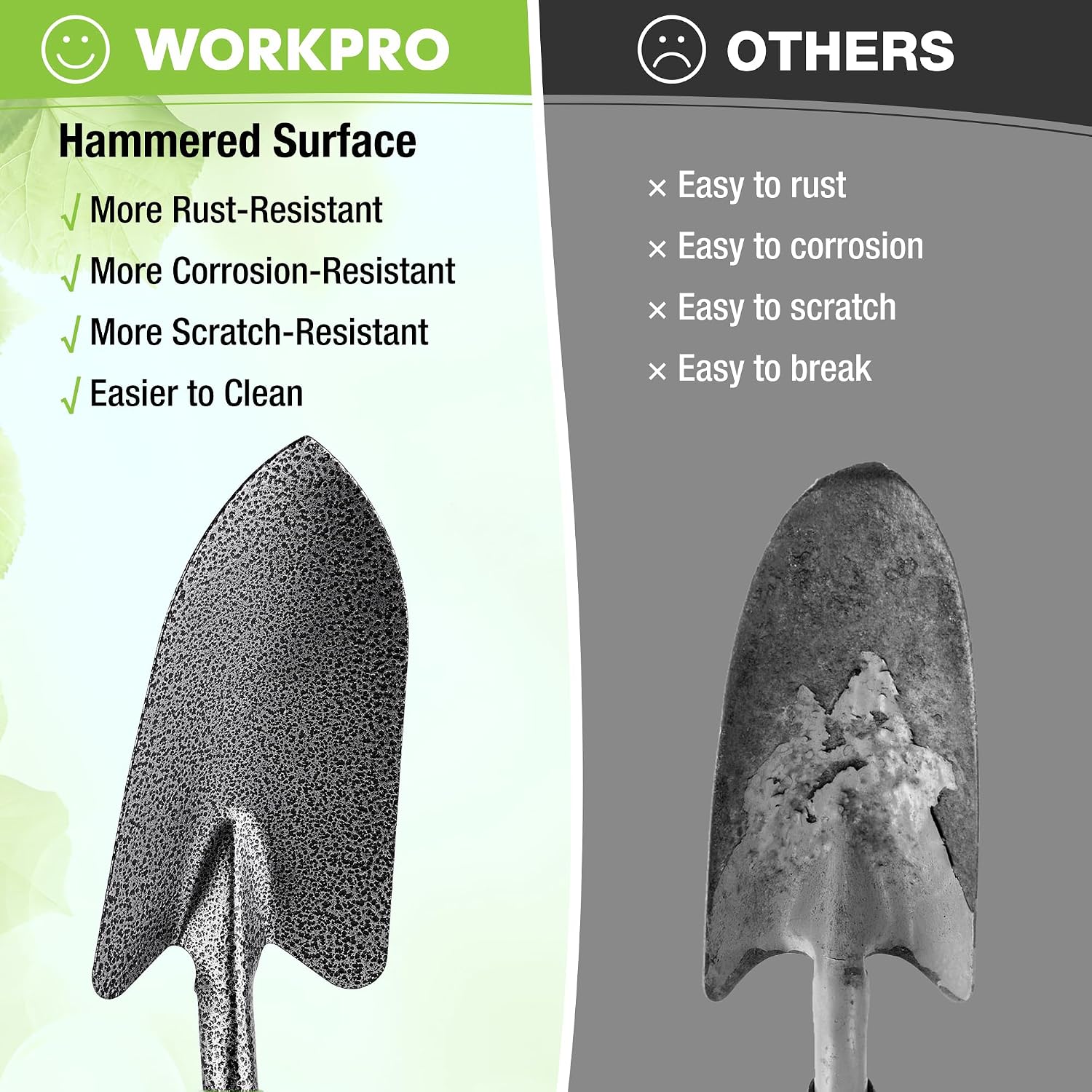 WORKPRO 6-Piece Garden Tool Set | Heavy Duty Gardening Hand Tools with Soft Rubber Handle, Including Trowel, Rakes