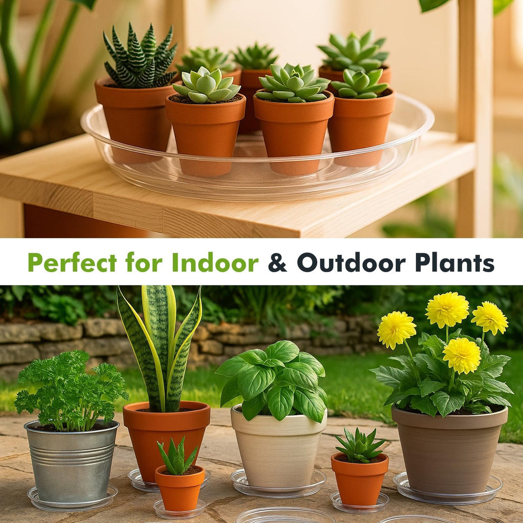 30 Packs Clear Plant Saucers for Indoor Outdoor Use 4/6/8/10/12/14 Inches Heavy Duty Plastic Plant Trays for Planter