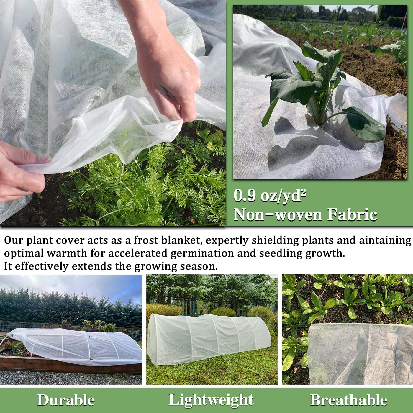 Plant Covers Freeze Protection,10 x 50 Ft Floating Row Cover | Thick Frost Cloth for Outdoor Plants, Winter Plant