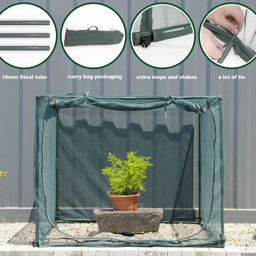 Square 4'x4' Netting Cover 3.3FT Tall Crop Cage Pest Guard Cover for Vegetables Fruits Durable Plant Garden Net with 4