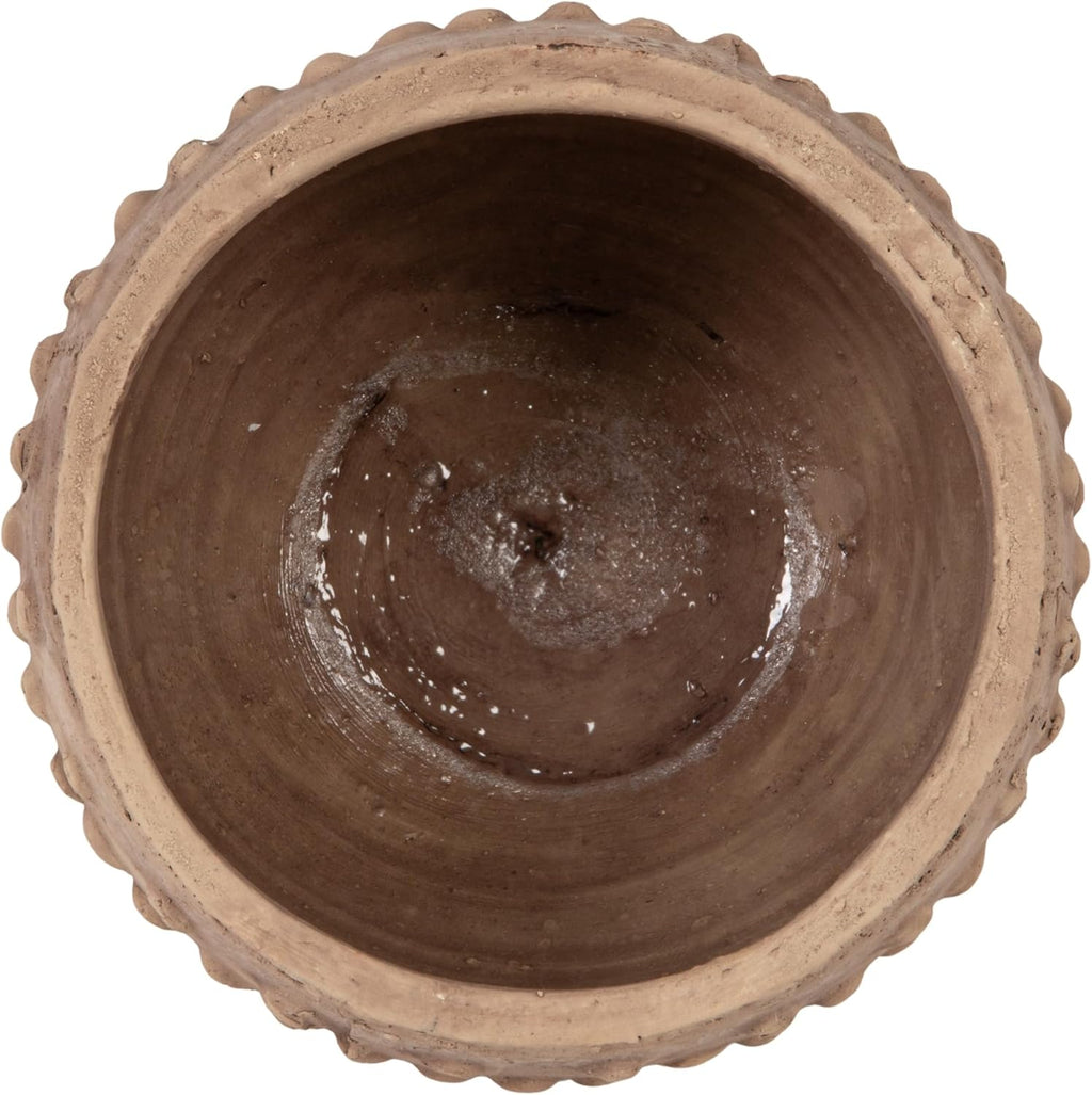 Creative Co-Op 9.25" Round Sandstone Hobnail Planter with Distressed Finish, Greige