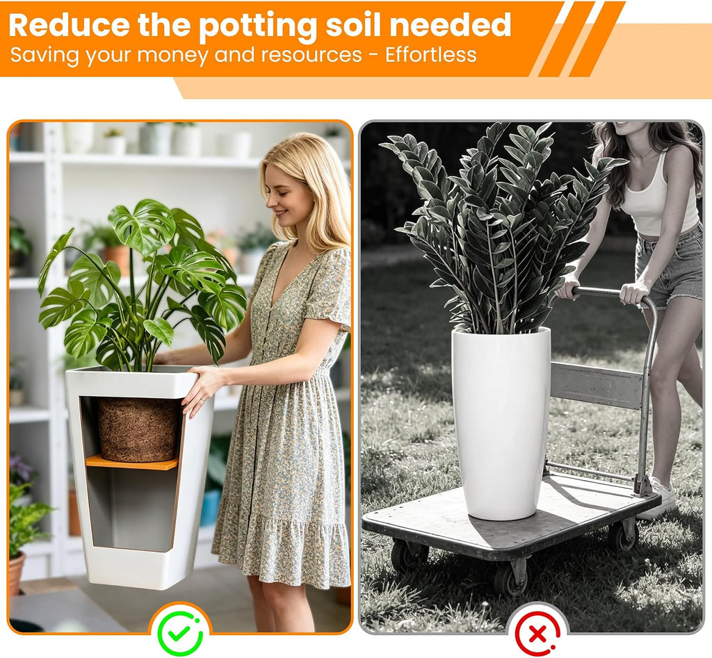2-Pack Square Planter Insert for Large Pots, 13 Inch | Use Less Potting Soil, Planter Accessories for Indoor & Outdoor