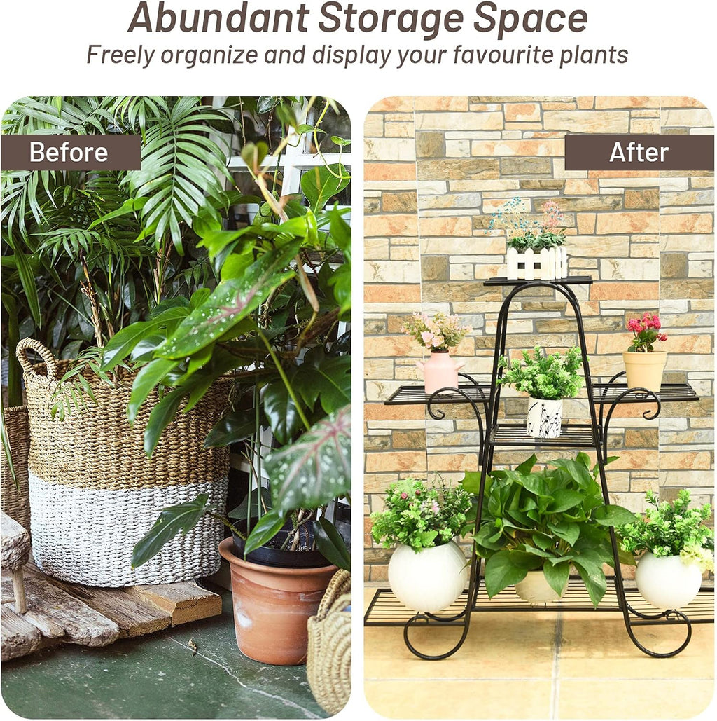 S AFSTAR 7 Tier Plant Stand, Parisian Style Garden Cart Stand, Multi-layer Mental Plant Stand, Plant Flower Pot Display