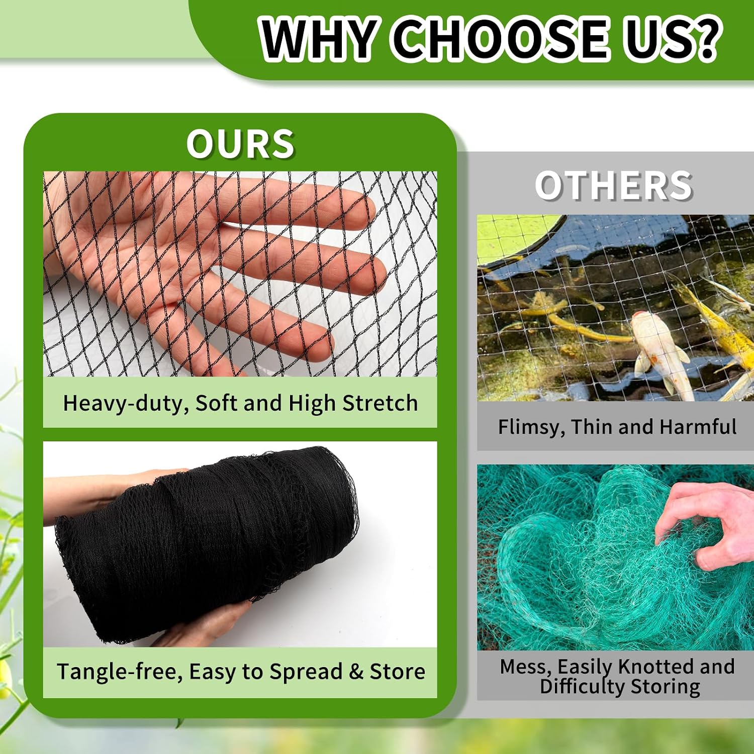 Bird Netting for Garden Protection - 13 x 40 FT Heavy Duty Poultry Bird Netting for Chicken Coop with Ties & Staples