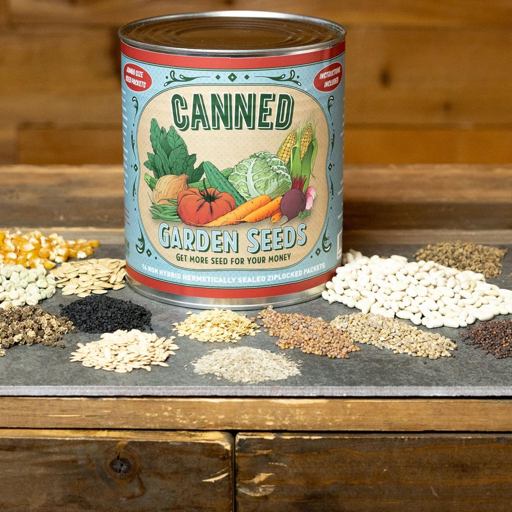 Mountain Valley Seed Co Vegetable Garden Can 50,000+ Seeds 16 Varieties | Long-Term Storage, Emergency Supply