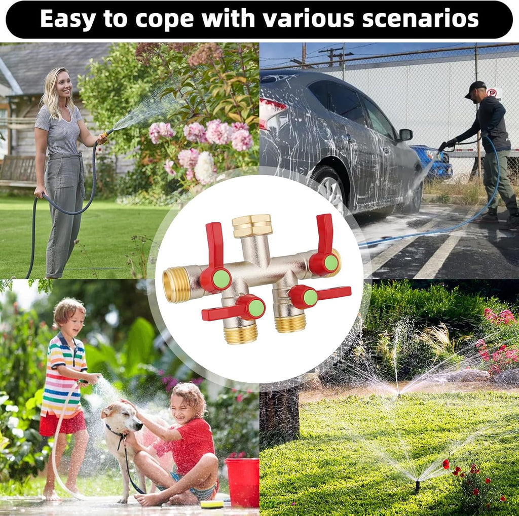 EJW Hose Splitter 4 Way, Garden Hose Splitters,Water Hose Splitters, Hose Bib Splitter, 4 Way Heavy Duty High Flow