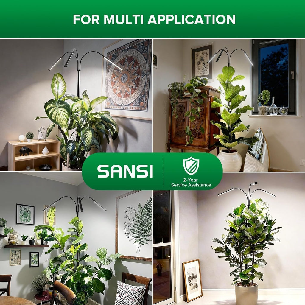 SANSI Grow Light for Indoor Plants, LED Plant Lights for Indoor Growing | 3 Head Full Spectrum 79"-90" Height