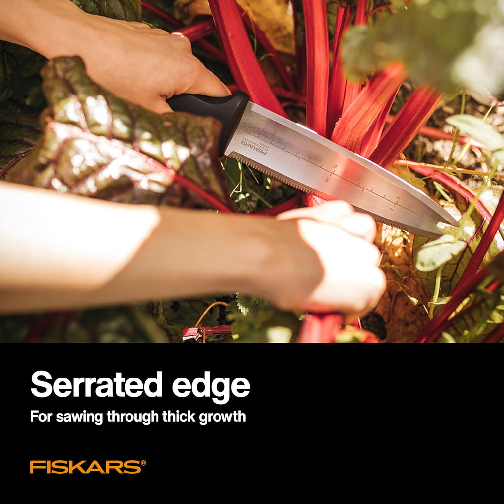 Fiskars Hori Hori Garden Knife with Sheath, Heavy Duty Gardening Hand Tool | Multi-Purpose Gardening Tool for Weeding