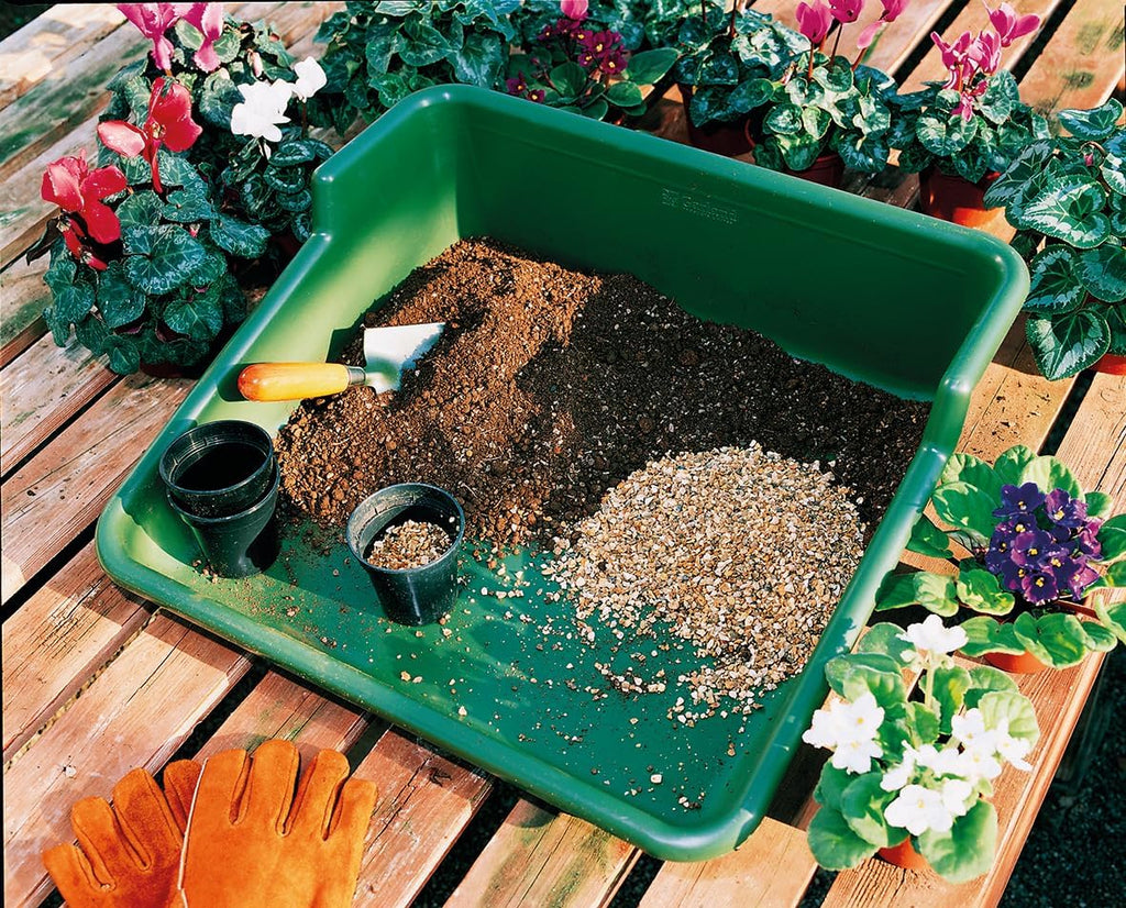 Garden Tidy Tray – Green, 24.5" L x 22" W x 8" H – Sturdy One-Piece Potting Tray, Indoor/Outdoor Gardening, Recycled