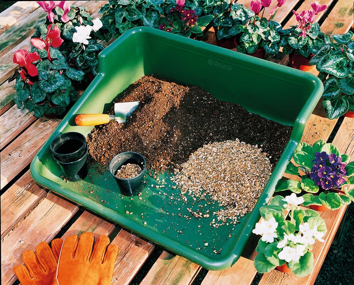 Garden Tidy Tray – Green, 24.5" L x 22" W x 8" H – Sturdy One-Piece Potting Tray, Indoor/Outdoor Gardening, Recycled
