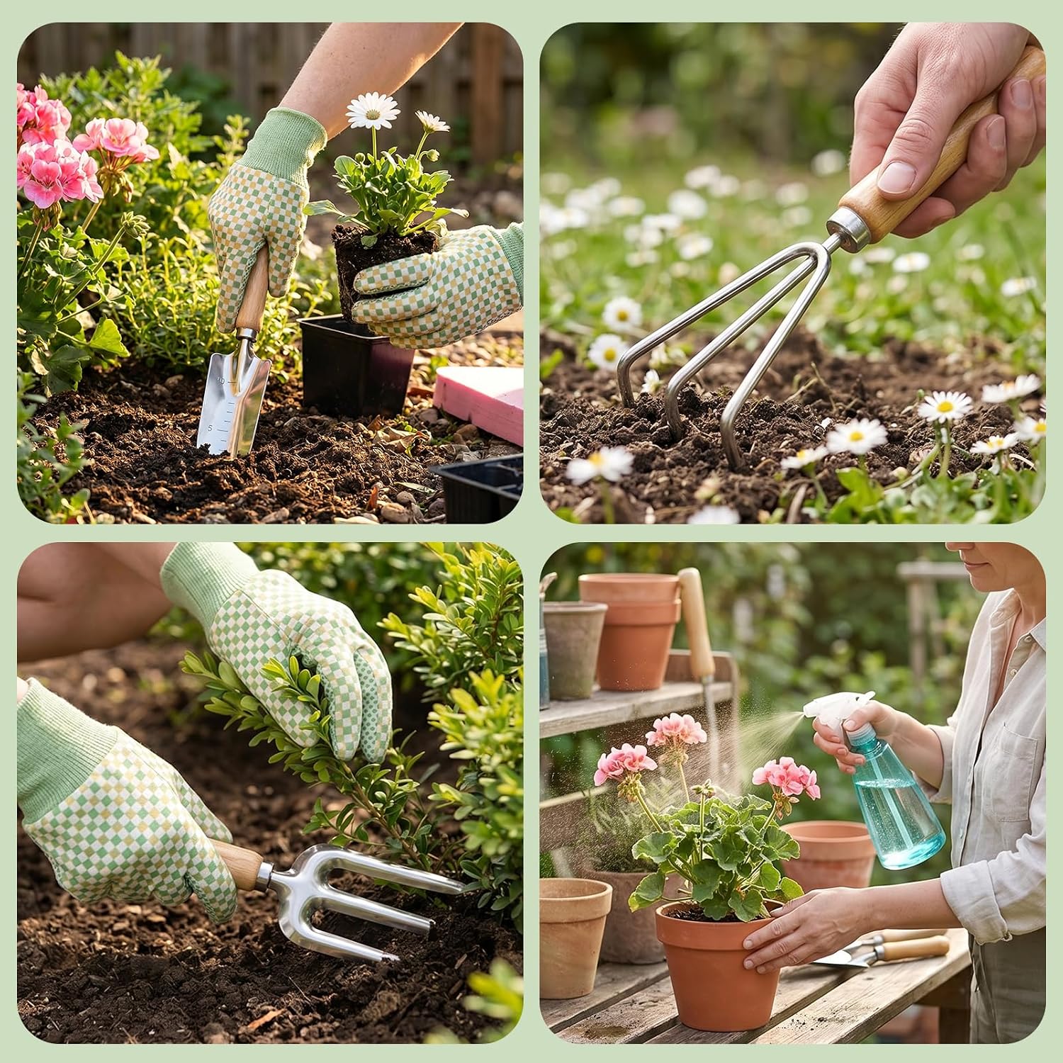 Gardening Tool Set, 9-Piece Heavy Duty with Durable Tote Bag, Ergonomic Rust-Resistant Garden Tools, Ideal Gardening
