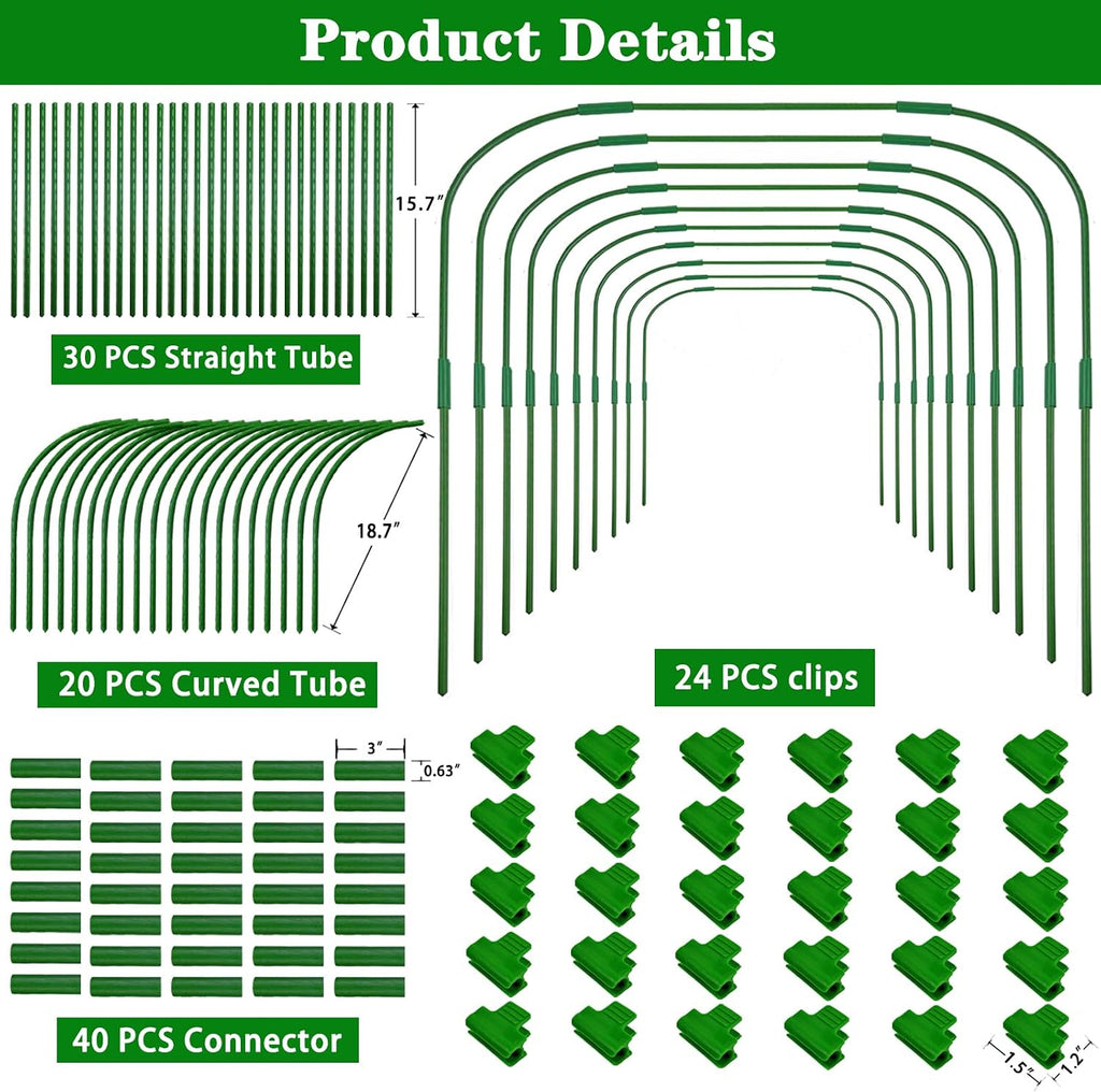 10 Sets 41.3"x32" Greenhouse Hoops Grow Tunnel for Raised Beds,Durable Rust-Free Removable Row Cover Hoops for Garden