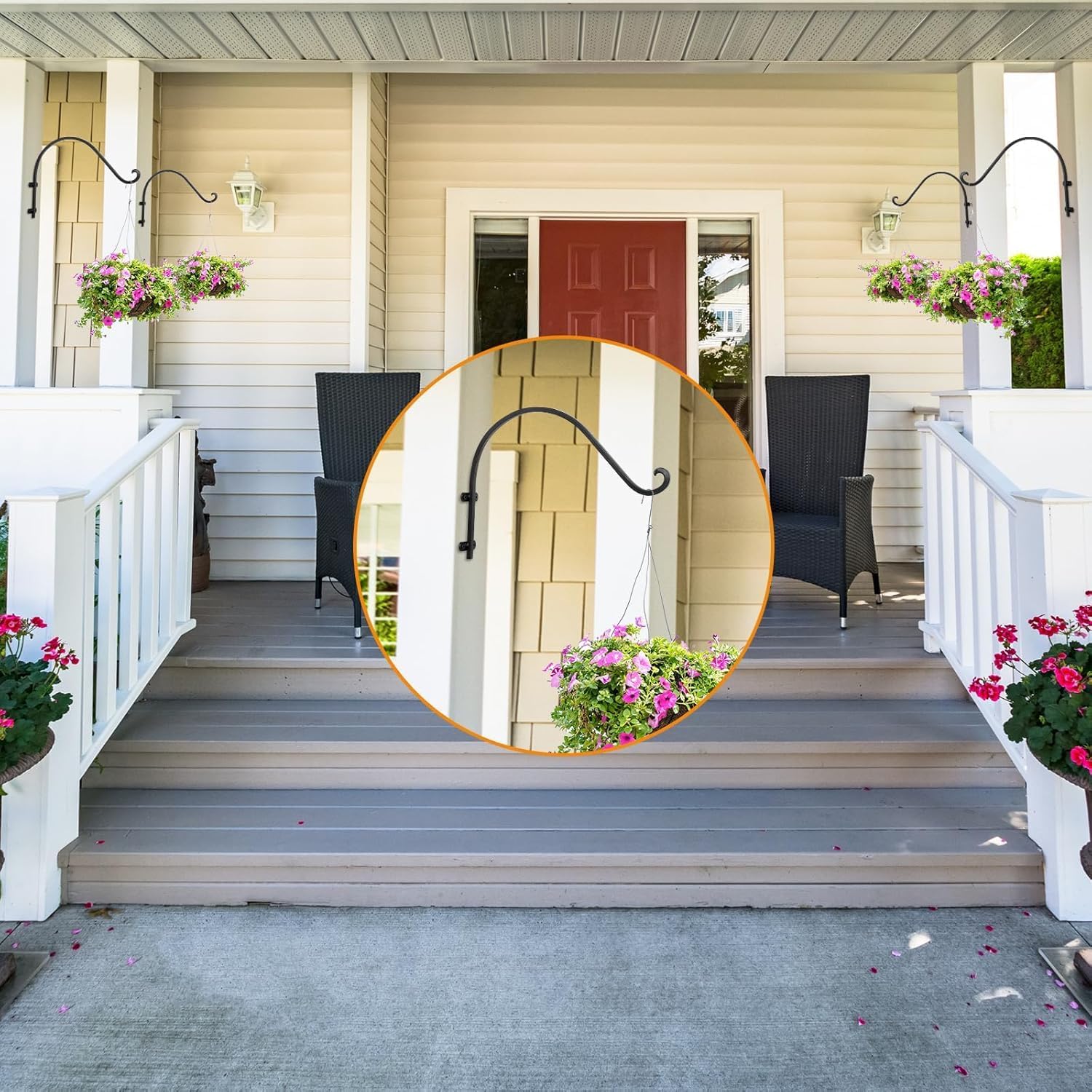 16 Inch Plant Hangers Outdoor,6 Pack Heavy Duty Plant Hanger Bracket | Hanging Basket for Plants Outdoor Brackets,80lbs