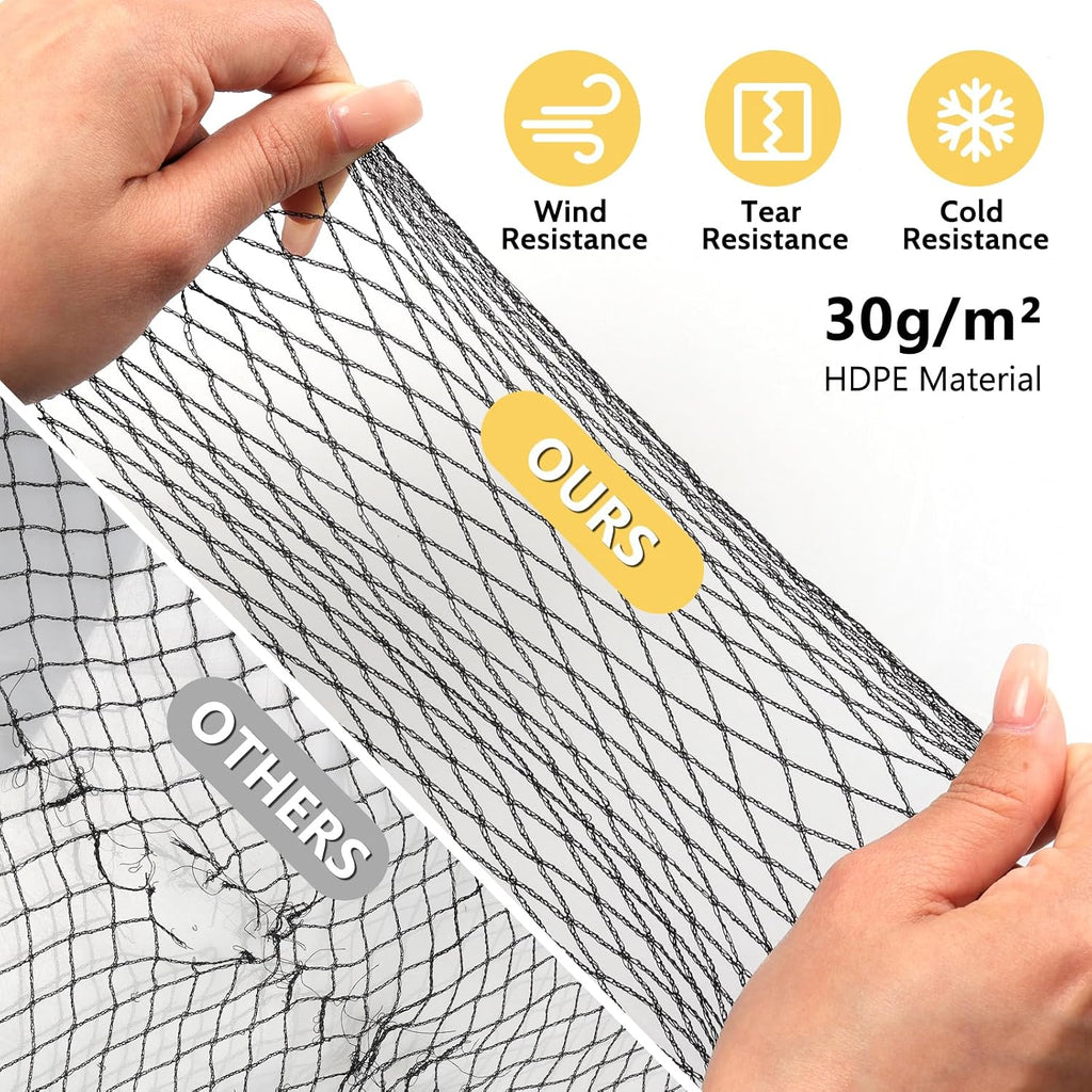 Bird Netting for Garden, 13 x 40 FT Bird Netting for Chicken Coop, Heavy Duty Garden Poultry Net Mesh with Ties and