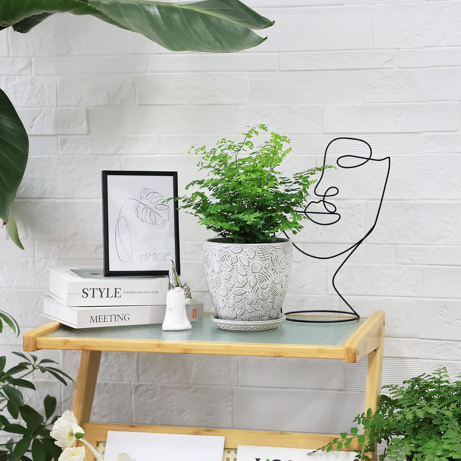 6 Inch Ceramic Planter Pots with Drainage Hole and Saucers for Indoor Plants, Garden Pots for Succulent, Orchid, and