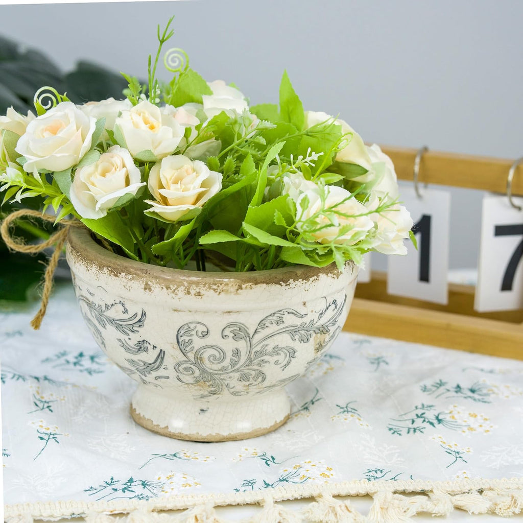 Dosayes Vintage Ice Crackle Grazd Ceramic Flower Pot with Drainage Holes, 4.33 Inch Rustic Planter for Indoor Plants