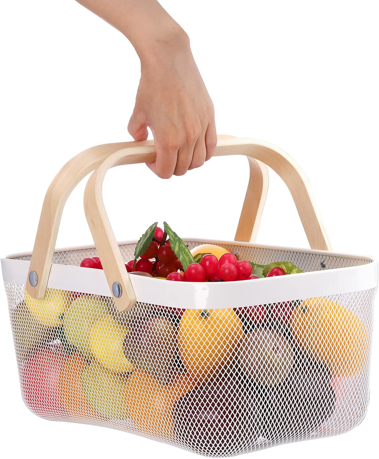 Mesh Storage Basket with Handle, Garden Harvest Basket, Mesh Fruit Basket Bin for Gathering Vegetables