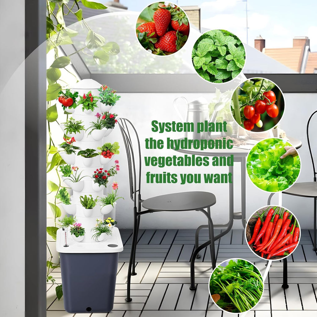 Hydroponics Growing System, 30-Plants Indoor Vertical Tower Garden System Kit, Hydroponic Growing Tower with 10L Tank &