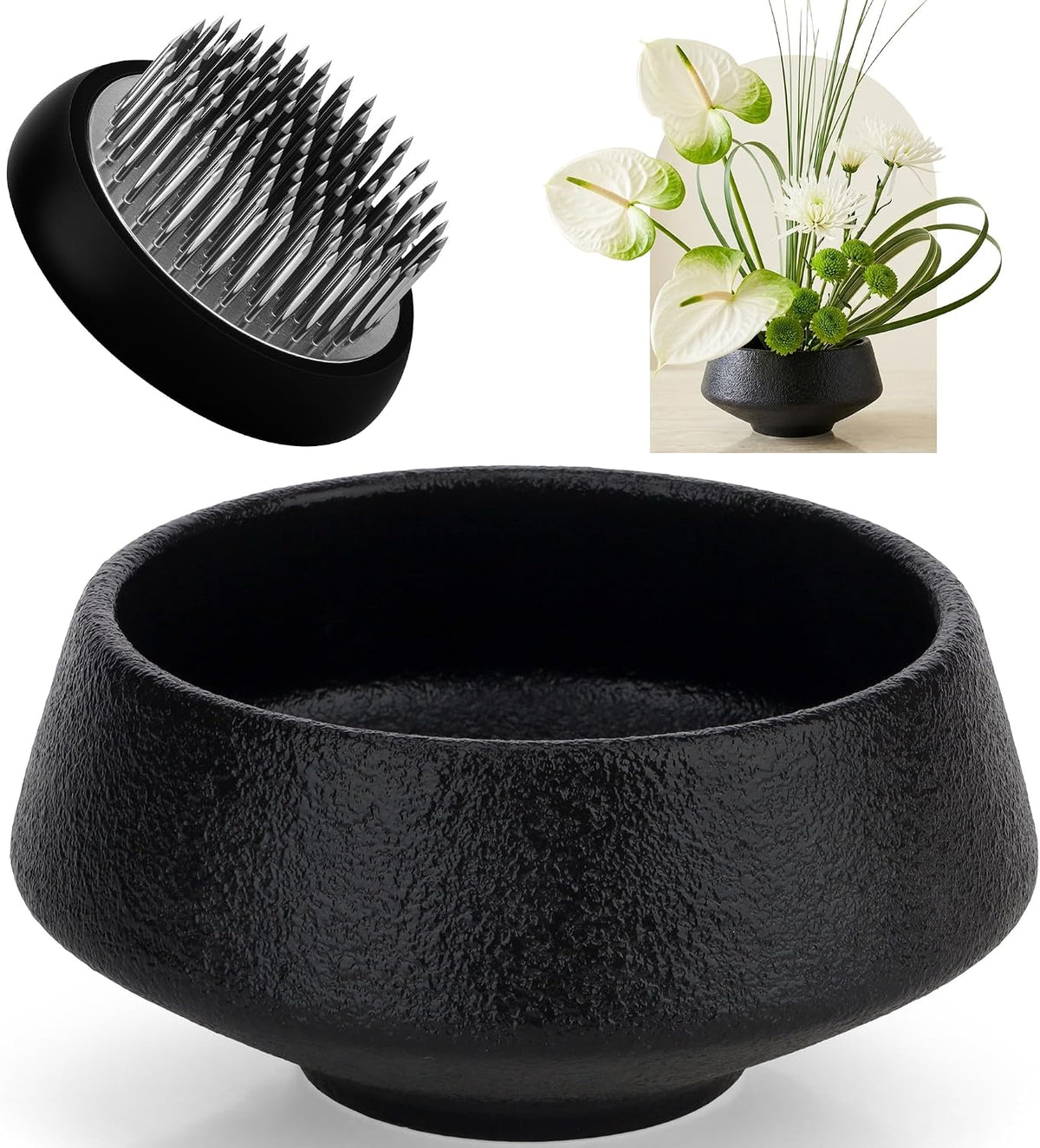 Japanese Small Ikebana Vase Kit Kenzan Flower Frog Floral Arrangement