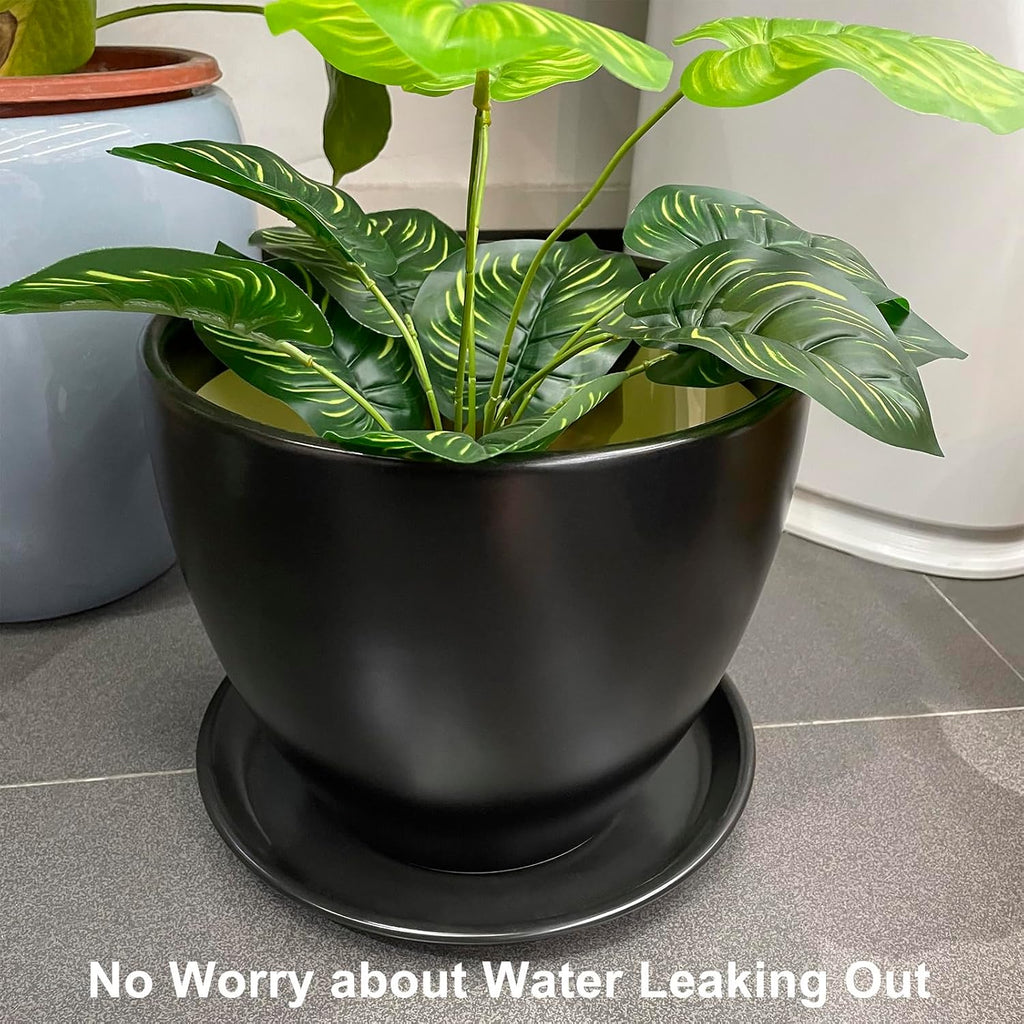 Flower Pot Saucer 12 Inch - Ceramic Plant Saucer for Outdoors Plant Drip Tray for Pots Indoor No Holes Large Plant
