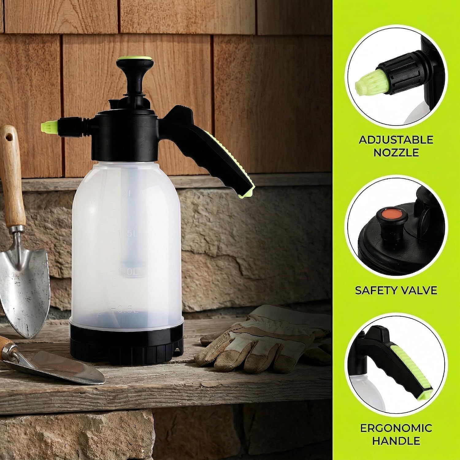 2 Pack 0.5 Gallon Hand held Garden Sprayer Pump Pressure Water Sprayers, Multi-Purpose Hand Sprayer for Lawn, Garden
