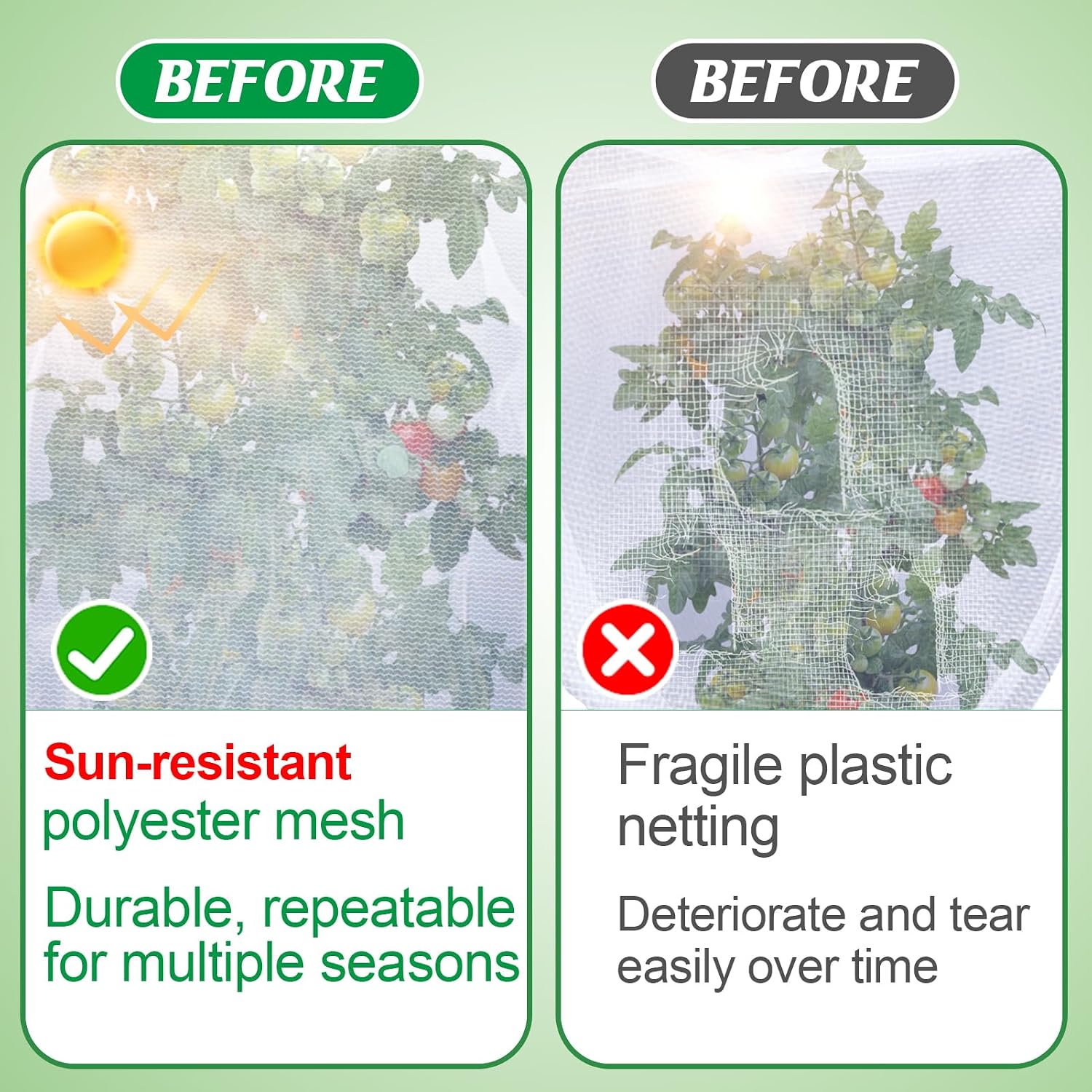 Cosweet 9 Pack Sun Resistant Garden Bird Netting for Plants, 3 Sizes | Blueberry Tomato Protecting Netting with