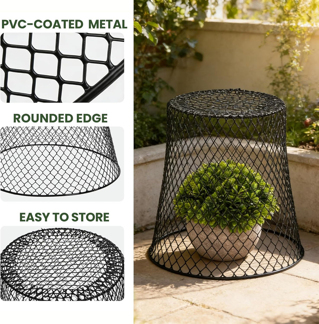 SOUJOY 10 Pcs 8"x8" Chicken Wire Plant Protect Covers, Metal Garden Cloche | UV-Resistant, Rustproof Metal Mesh with 30