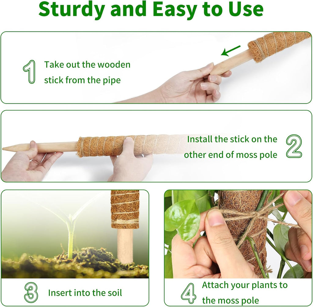 ALENEY Moss Pole, 8 Pack 17 inch Monstera Plant Support Stackable Moss Poles for Plants, Coir Totem Pole Tall Moss Pole