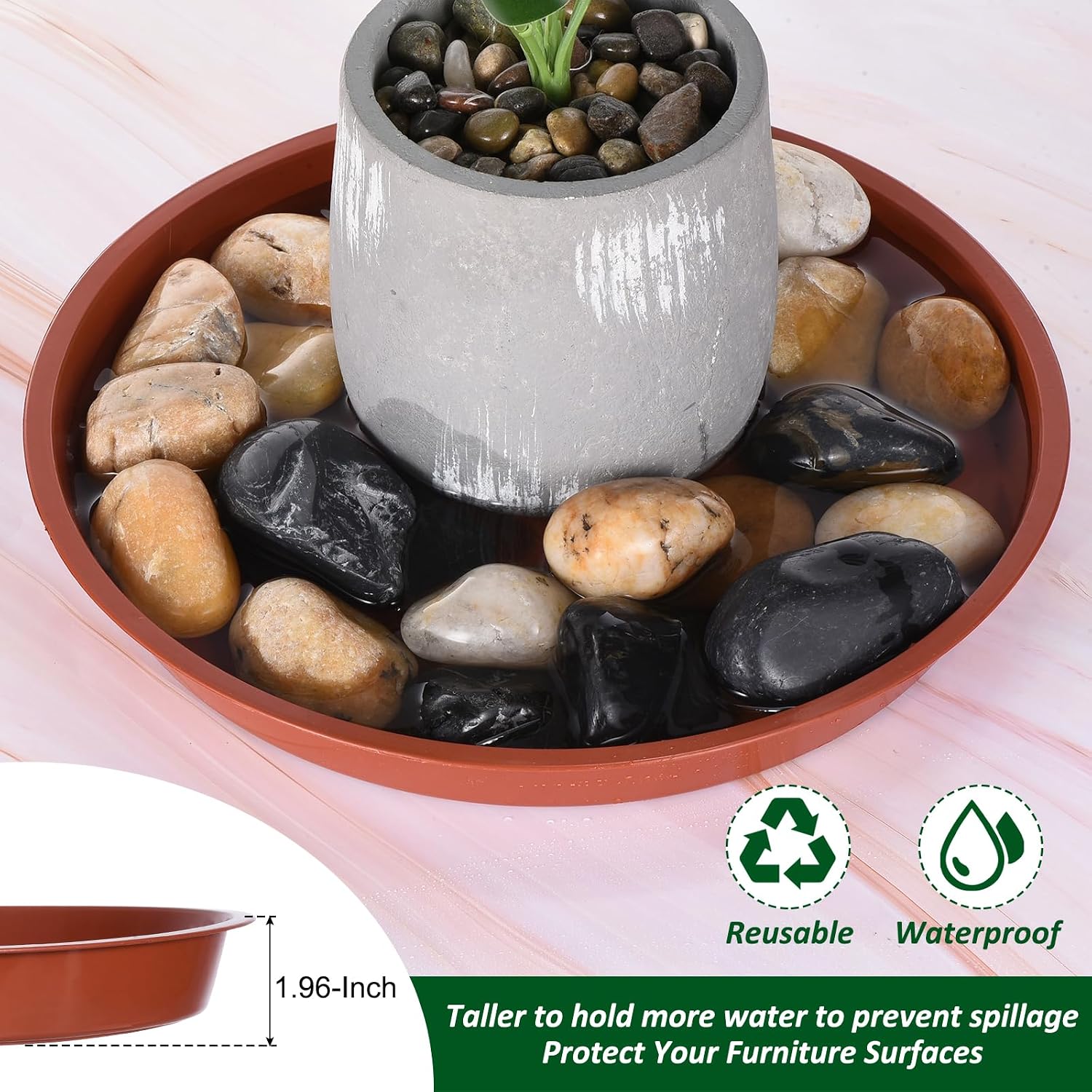 PATIKIL 4 Pack Large Plastic Plant Saucer, 22 Inch Plant Tray for Pots Round Plant Dish Plant Drip Trays Water Tray for