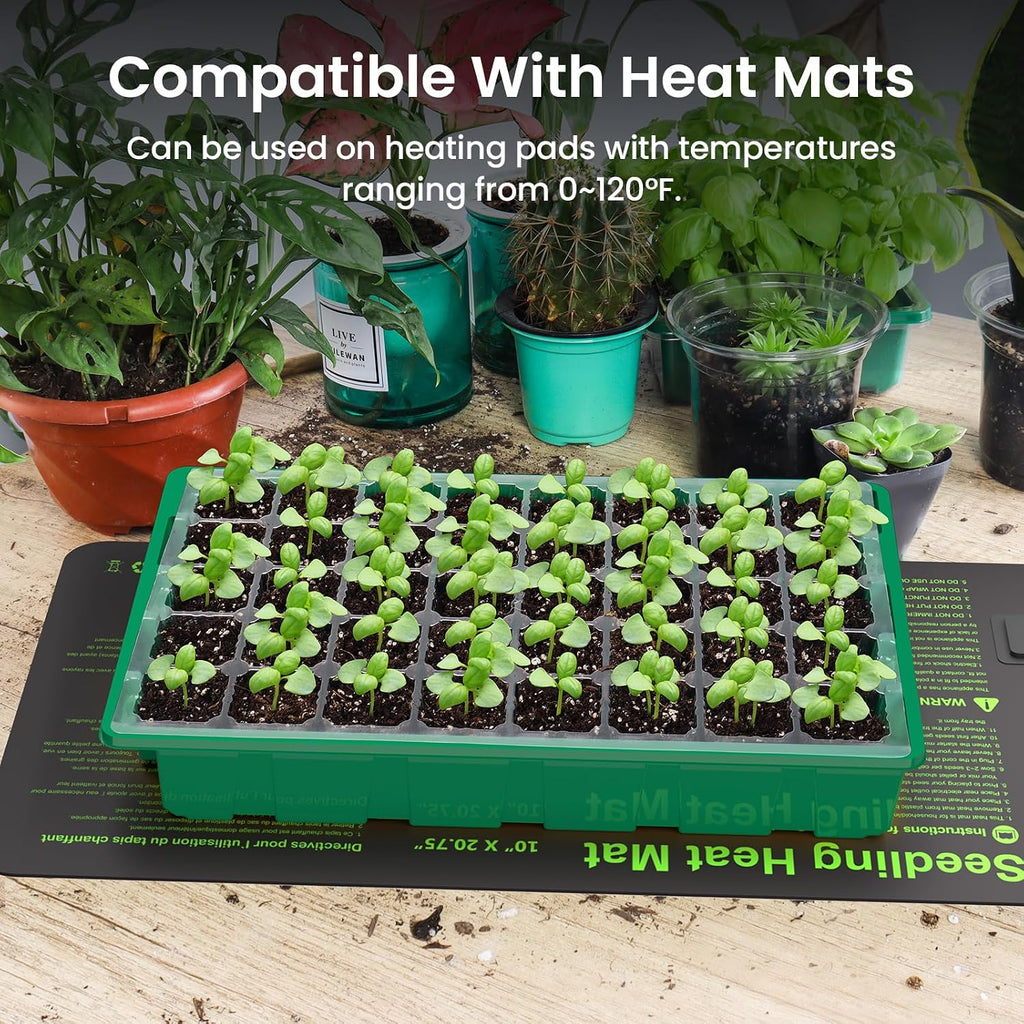 MIXC Seed Starter Tray with Lights, 2 Packs Mini Propagator Plant Grow Kit Greenhouse with Humidity Vented Domes and