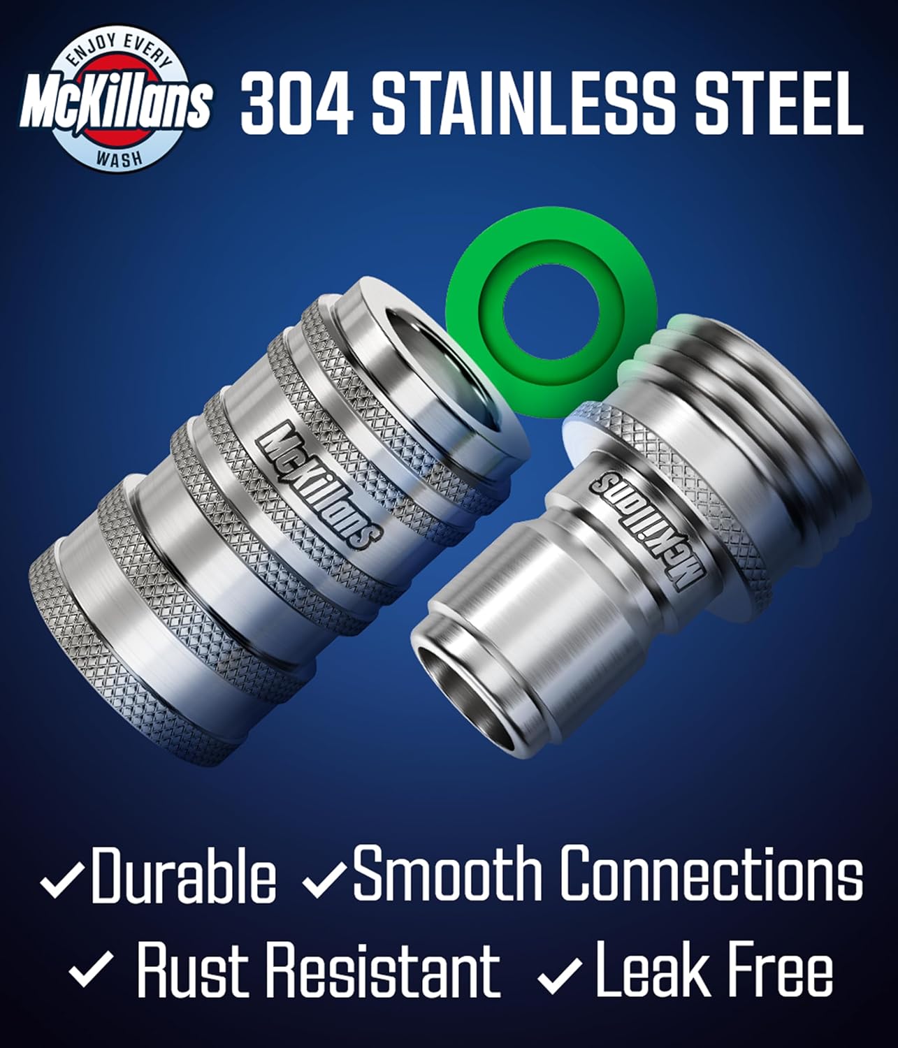 McKillans® 2025 Automatic Garden Hose Quick Connect [UNIVERSAL FIT] - Stainless Steel Quick Connect Hose Fittings