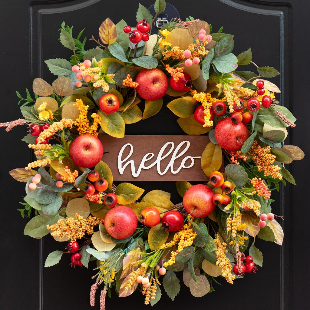 24" Real Touch Norfolk Pine Wreath, Faux Christmas Wreath for Front Door