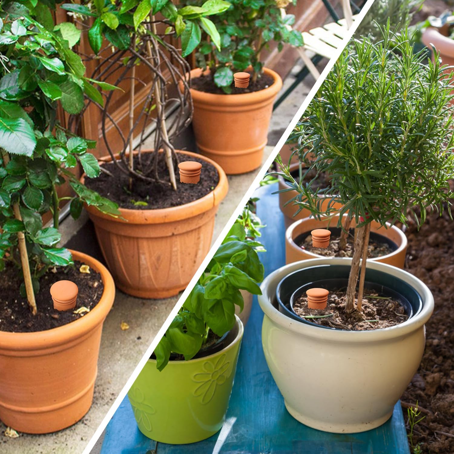 4pcs 3.1in Plant Self Watering Globes Ollas Watering Pots Drip Irrigiation Olla System Terra Cotta Clay Irrigation Pots