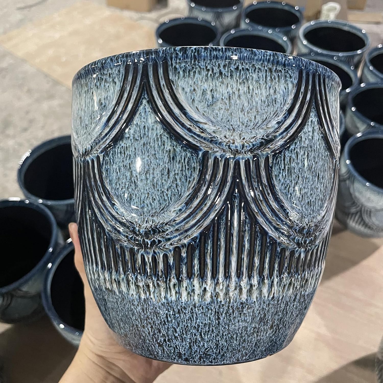 Plant Pots Indoor, Ceramic Planter, 6in Plant Pot, Plant Pots with Drainage Holes and Saucers, Flower Pots for Indoor