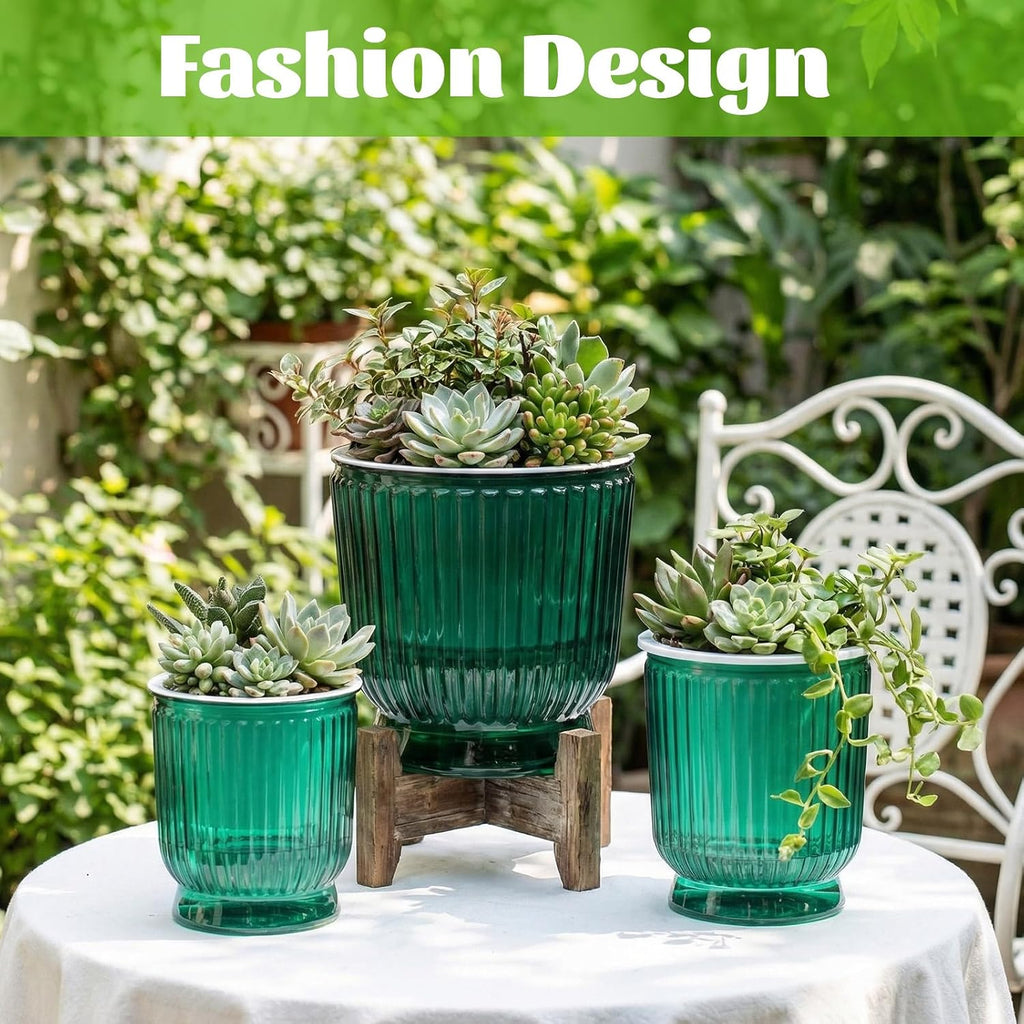 Set of 6 Self Watering Plant Pot 3 Sizes Plastic Double Layer Self Watering Flower Pot with Multi Mesh Drainage Holes