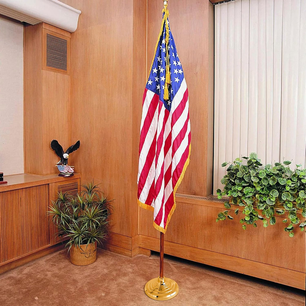 This Base Stand for Indoor Flagpole, Gold Interior Flag Holder Stands for Pole Compatible with 1.3 Inch,1.1 and 0.9