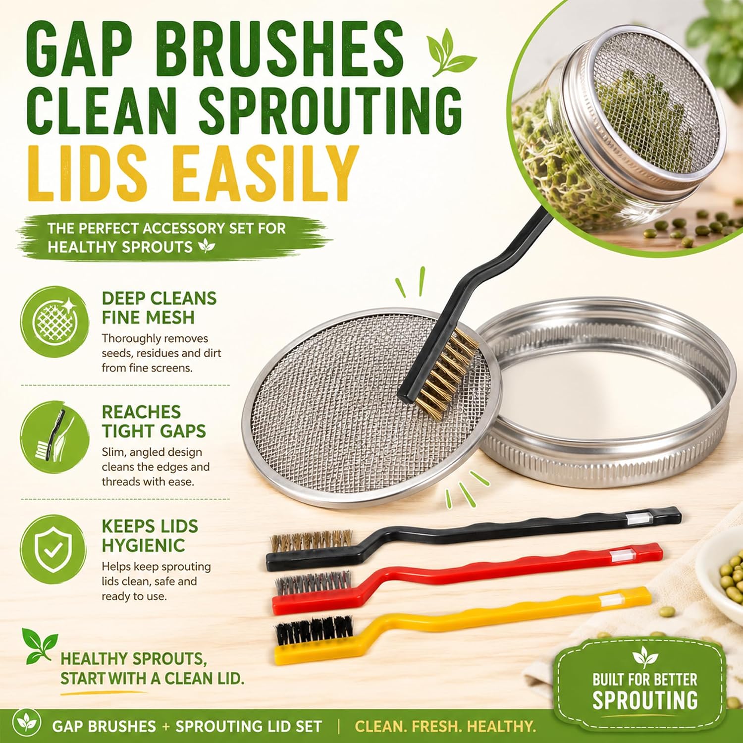 Sprouting Jar Kit,2pcs 1000ml Wide-Mouth Mason Jars with 316 Stainless Steel Sprouting Lids